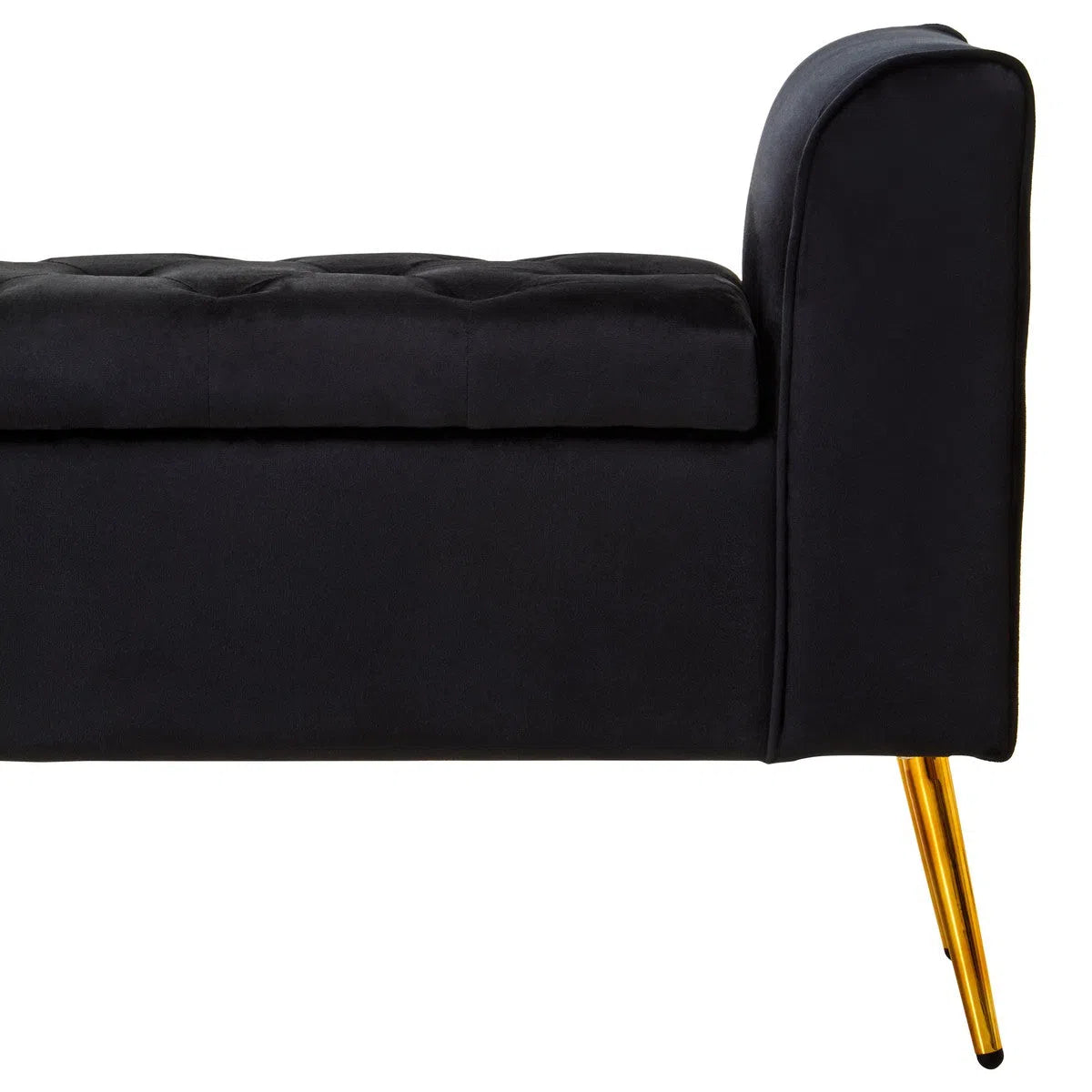 Beaumonde Home Lorenzo Black Velvet Storage Bench-Beaumonde