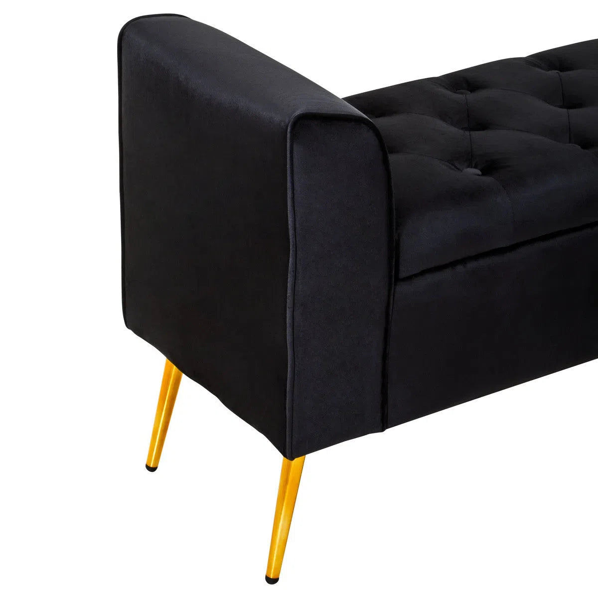 Beaumonde Home Lorenzo Black Velvet Storage Bench-Beaumonde