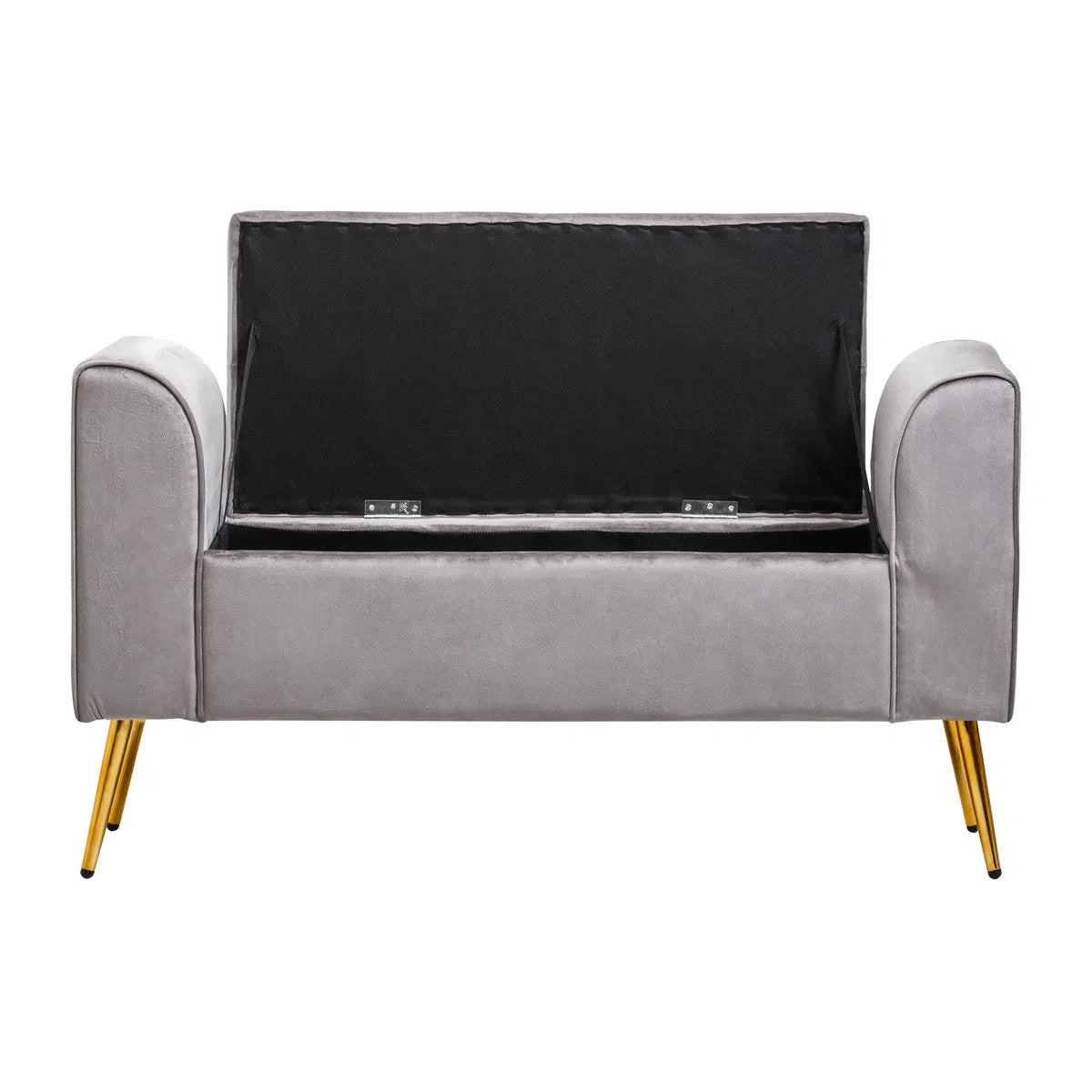 Beaumonde Home Lorenzo Grey Velvet Storage Bench-Beaumonde