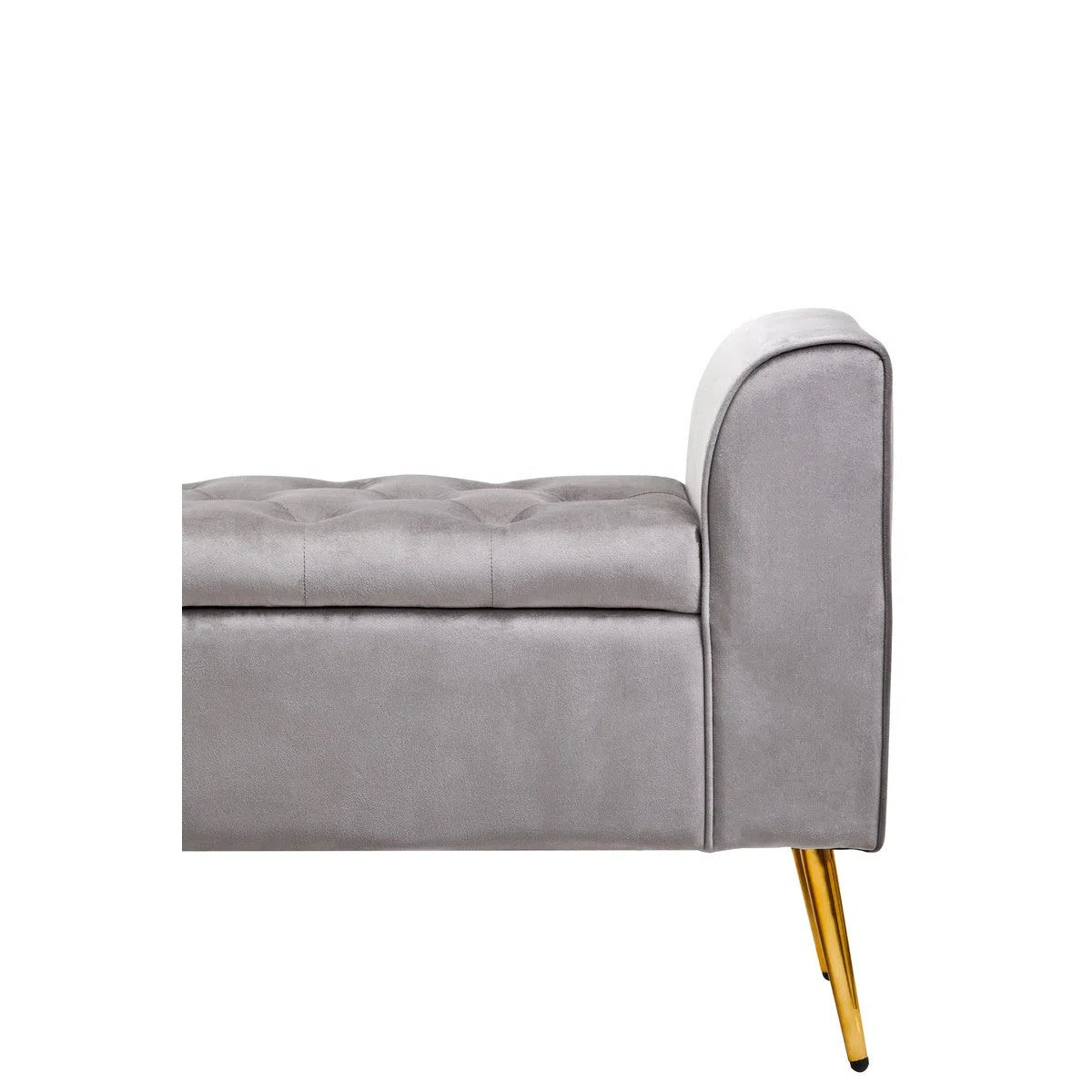 Beaumonde Home Lorenzo Grey Velvet Storage Bench-Beaumonde