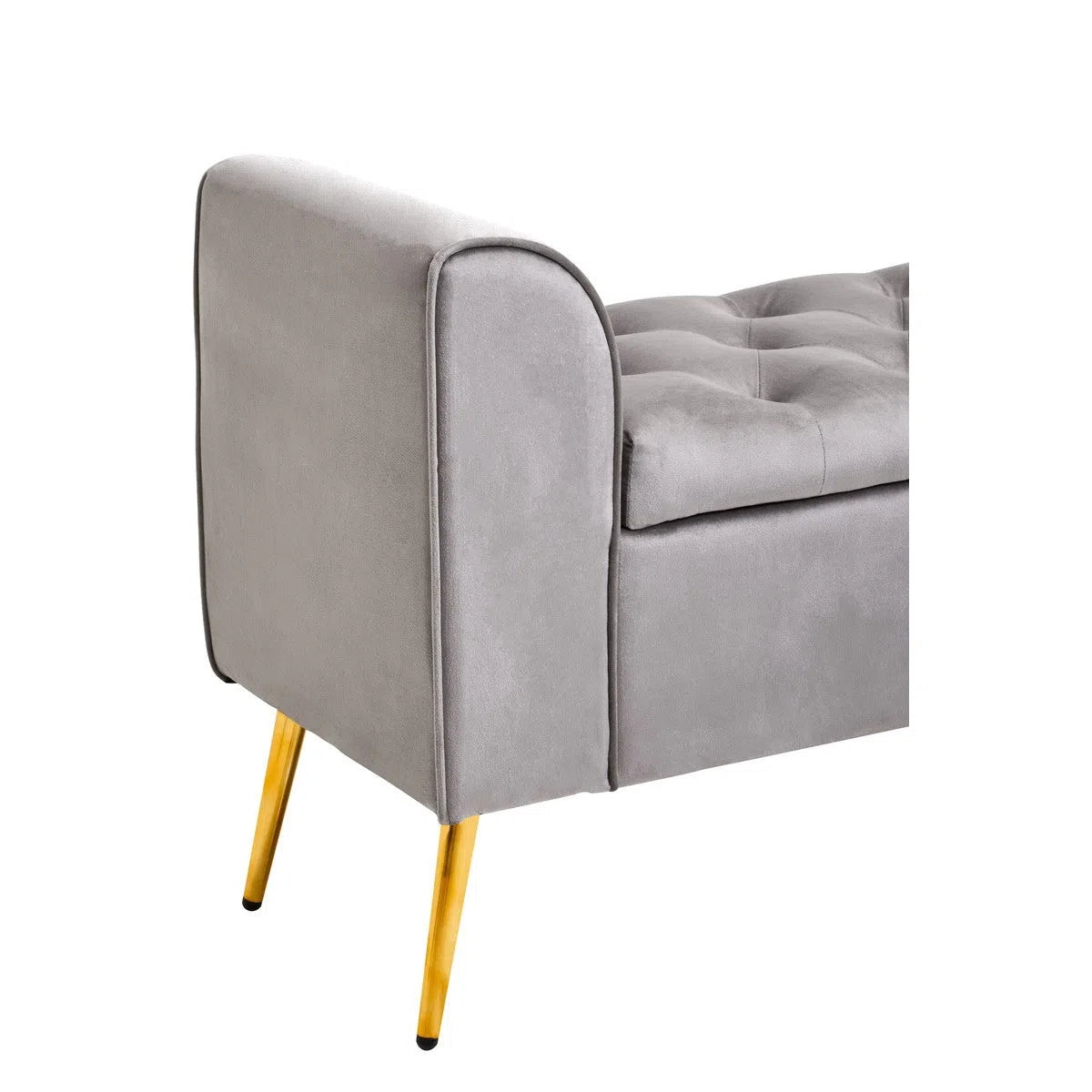 Beaumonde Home Lorenzo Grey Velvet Storage Bench-Beaumonde