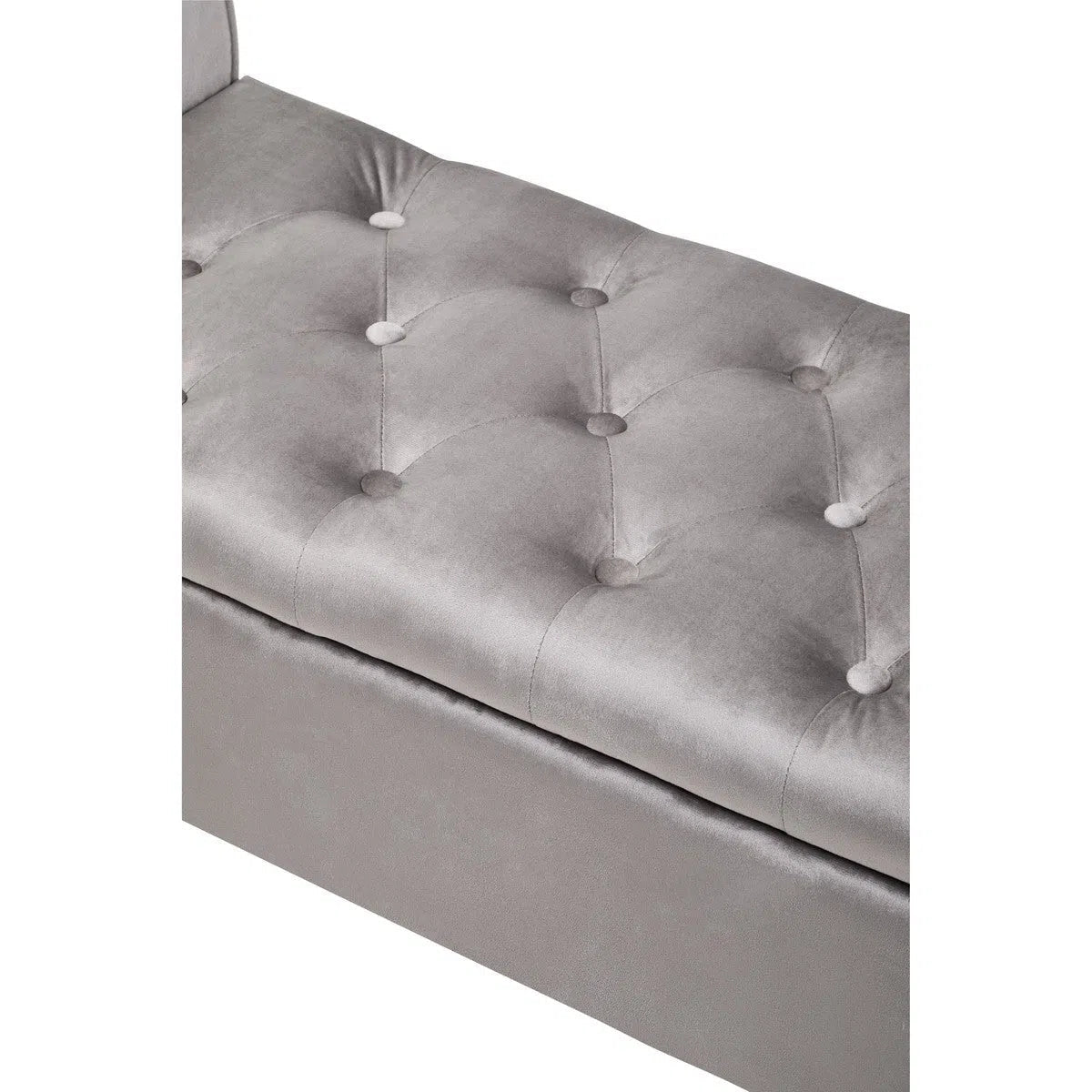 Beaumonde Home Lorenzo Grey Velvet Storage Bench-Beaumonde