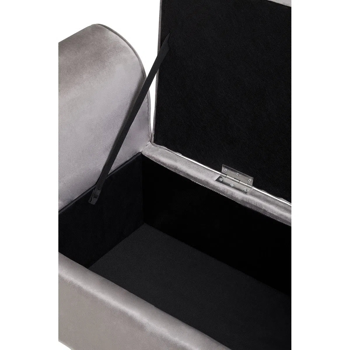 Beaumonde Home Lorenzo Grey Velvet Storage Bench-Beaumonde
