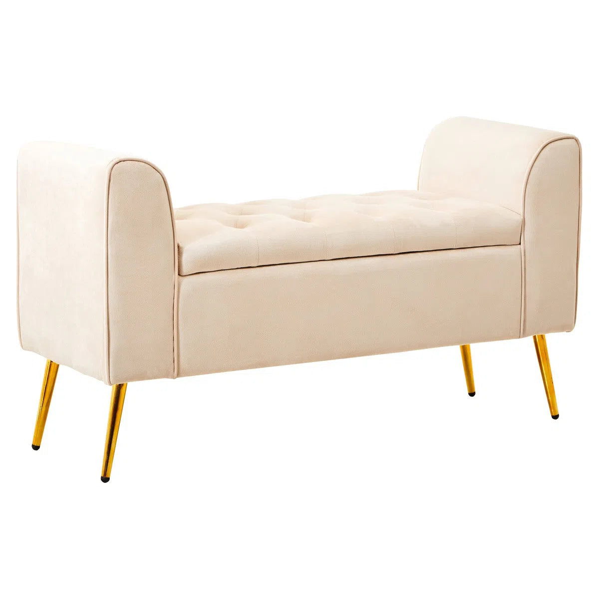Beaumonde Home Lorenzo Stone Velvet Storage Bench-Beaumonde