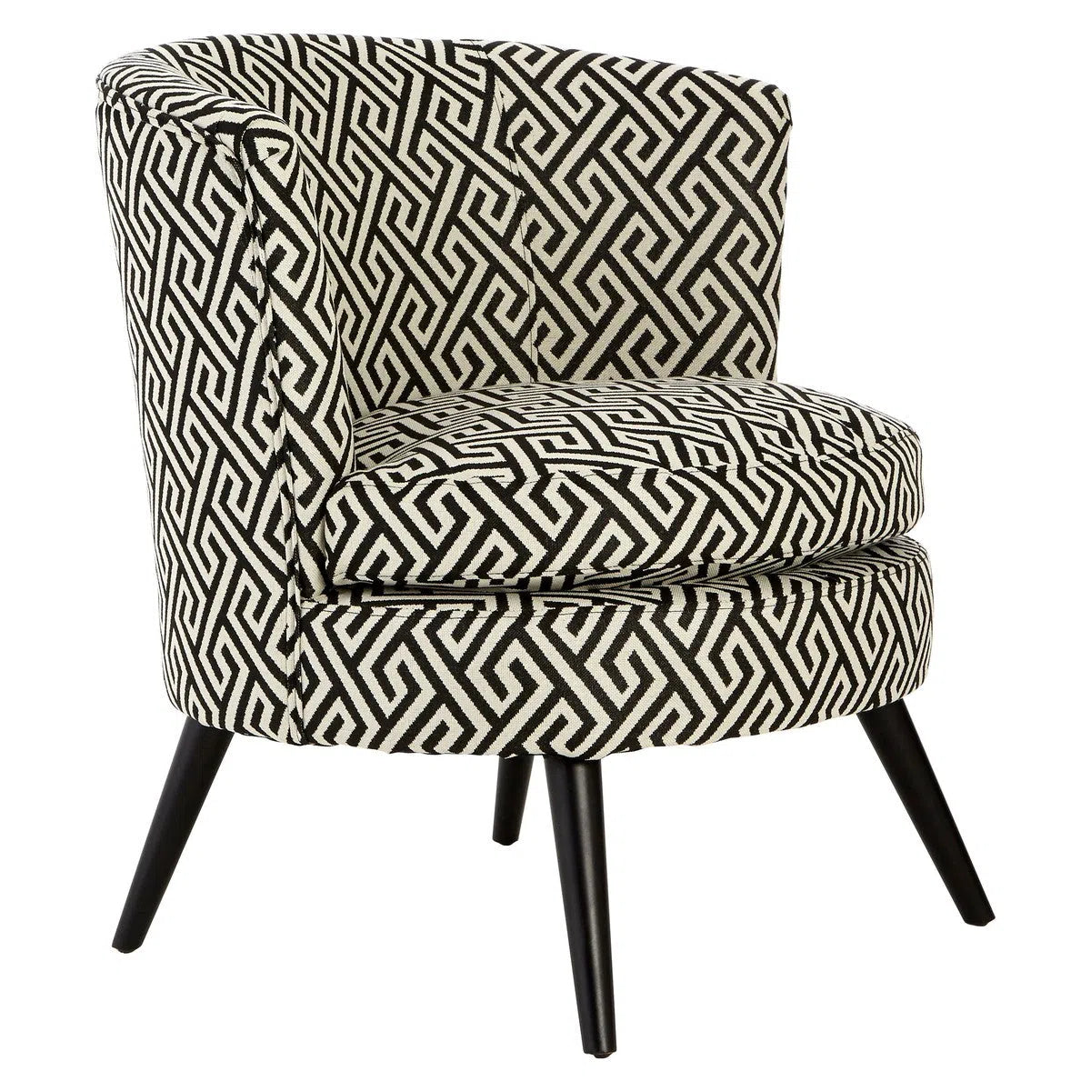 Beaumonde Home Marylebone Black And Beige Fret Round Armchair-Beaumonde