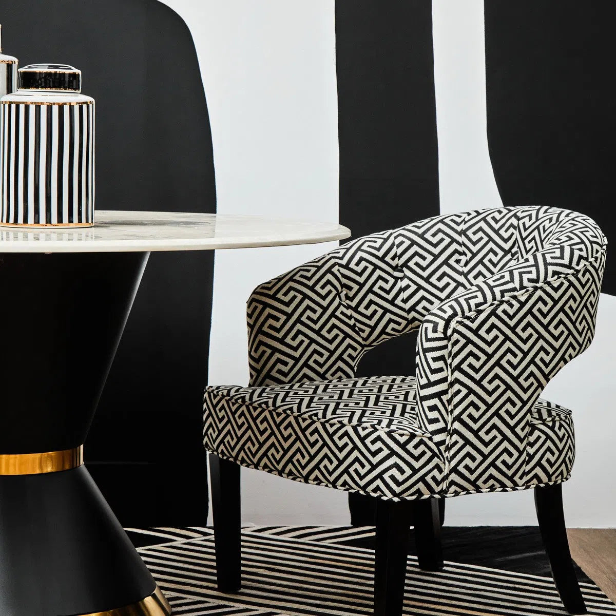 Beaumonde Home Marylebone Fret Design Cutout Lounge Chair-Beaumonde