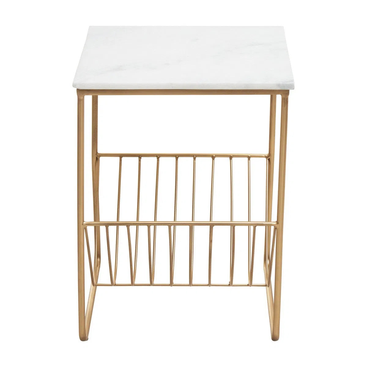 Beaumonde Home Mendel White Marble Rack Side Table-Beaumonde