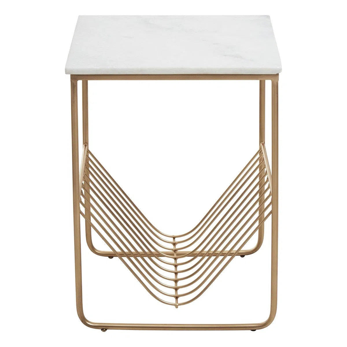 Beaumonde Home Mendel White Marble Rack Side Table-Beaumonde
