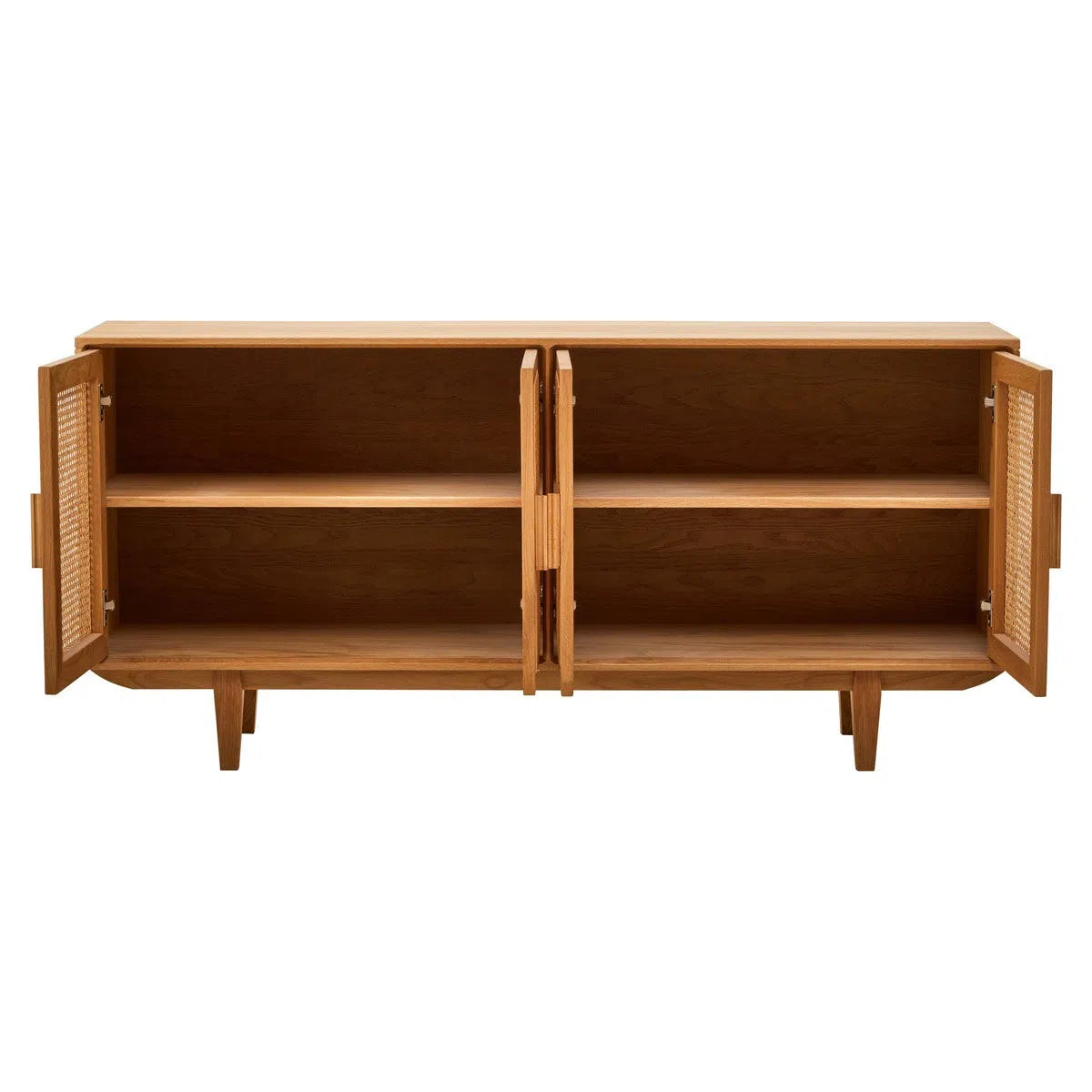 Beaumonde Home Miribel 4 Door Natural Rattan And Oak Sideboard-Beaumonde