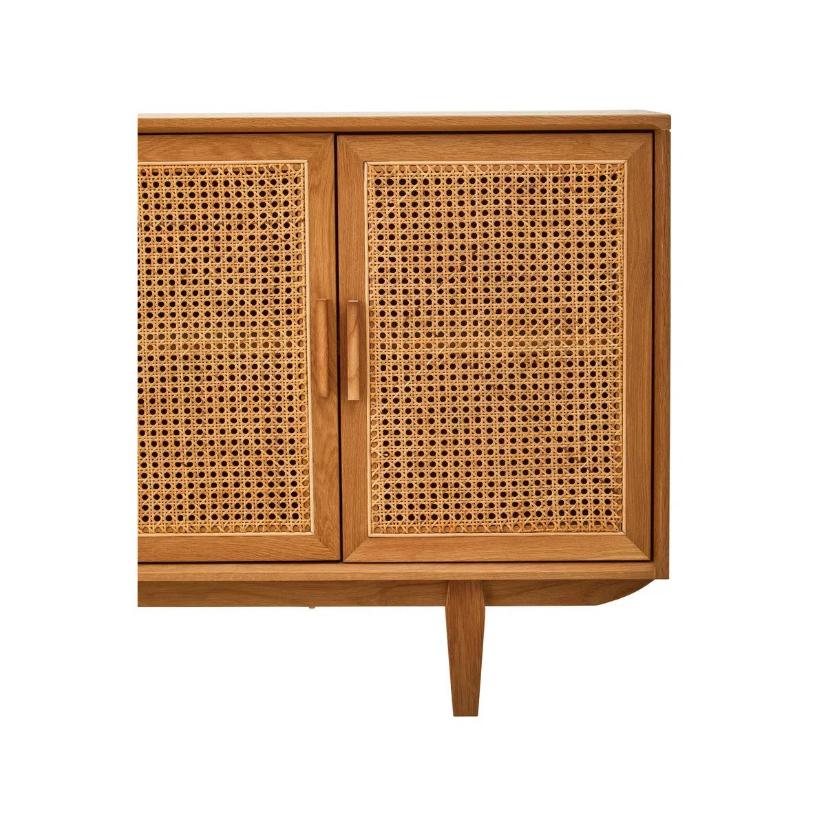 Beaumonde Home Miribel 4 Door Natural Rattan And Oak Sideboard-Beaumonde