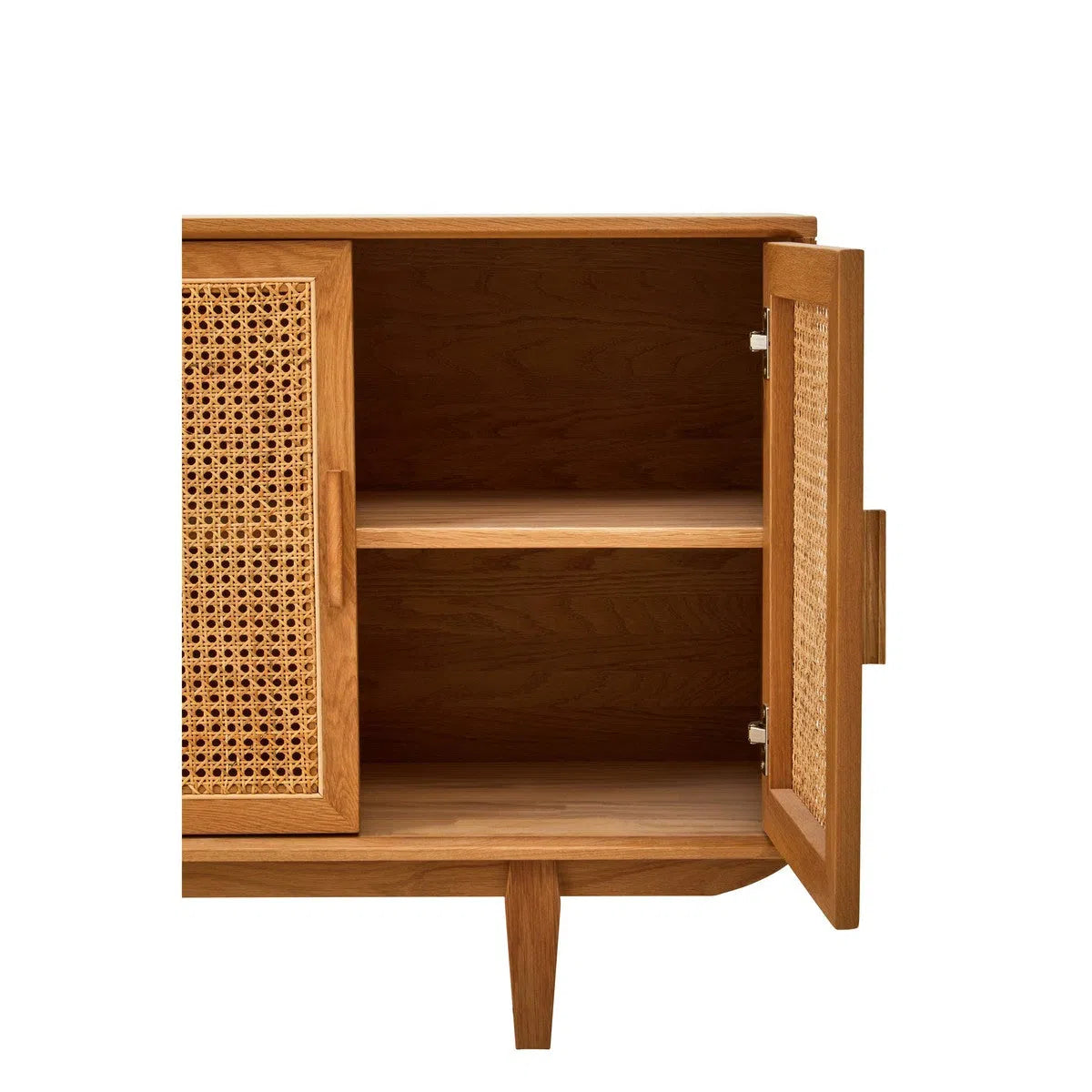 Beaumonde Home Miribel 4 Door Natural Rattan And Oak Sideboard-Beaumonde