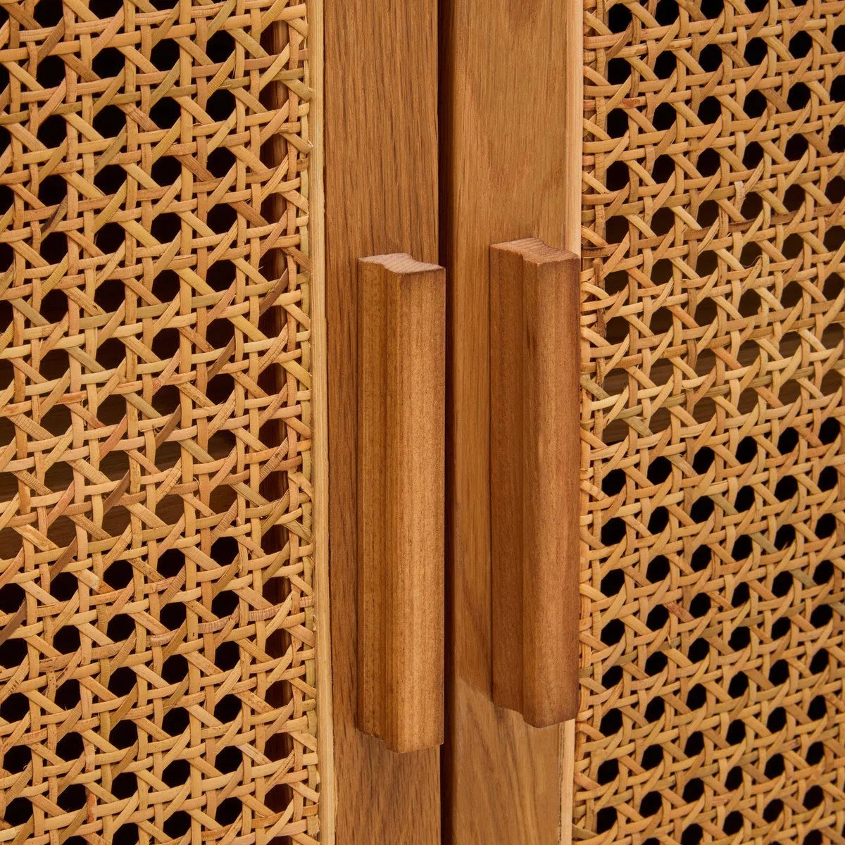 Beaumonde Home Miribel 4 Door Natural Rattan And Oak Sideboard-Beaumonde