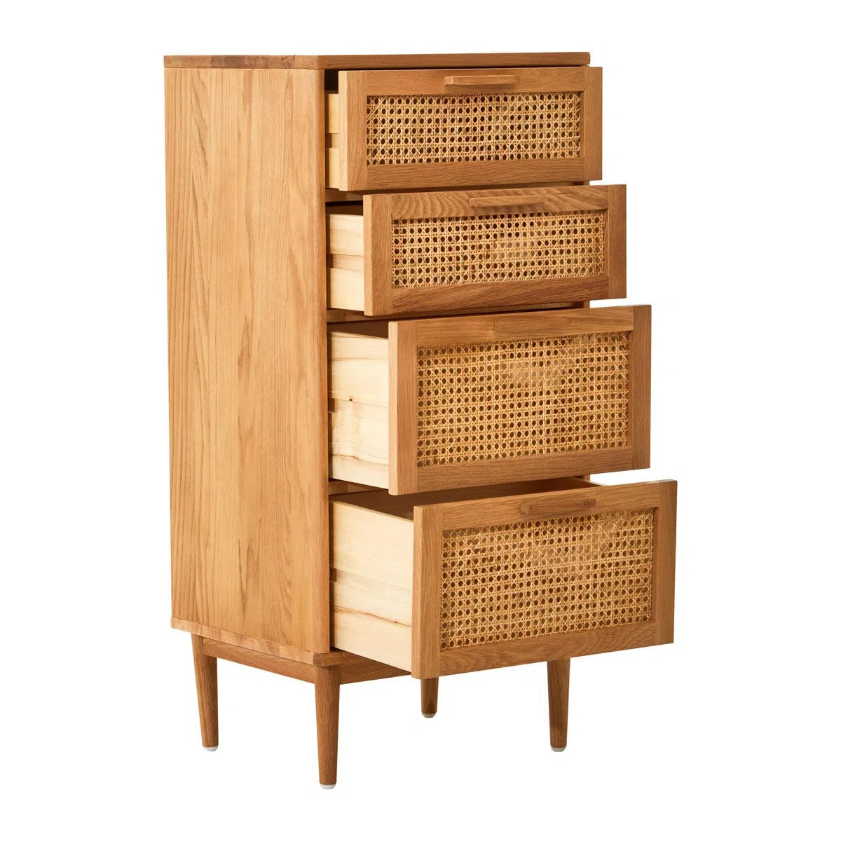 Beaumonde Home Miribel Rattan and Oak Three Drawer Wood Chest-Beaumonde