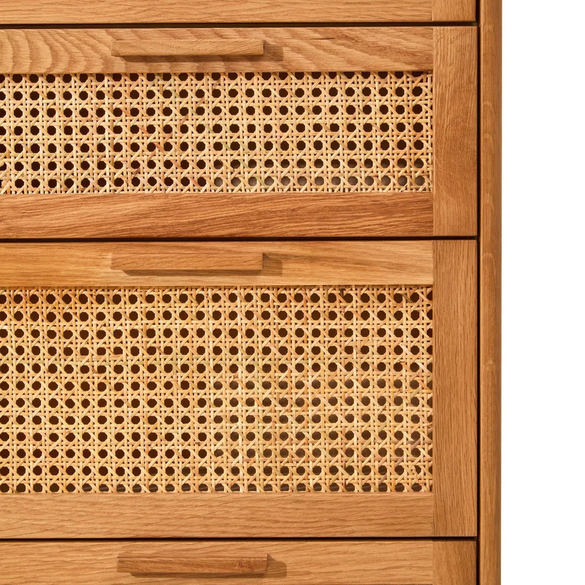 Beaumonde Home Miribel Rattan and Oak Three Drawer Wood Chest-Beaumonde