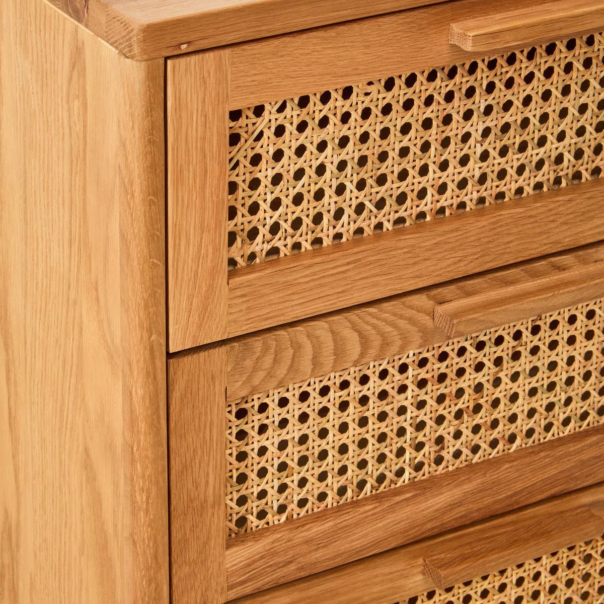 Beaumonde Home Miribel Rattan and Oak Three Drawer Wood Chest-Beaumonde