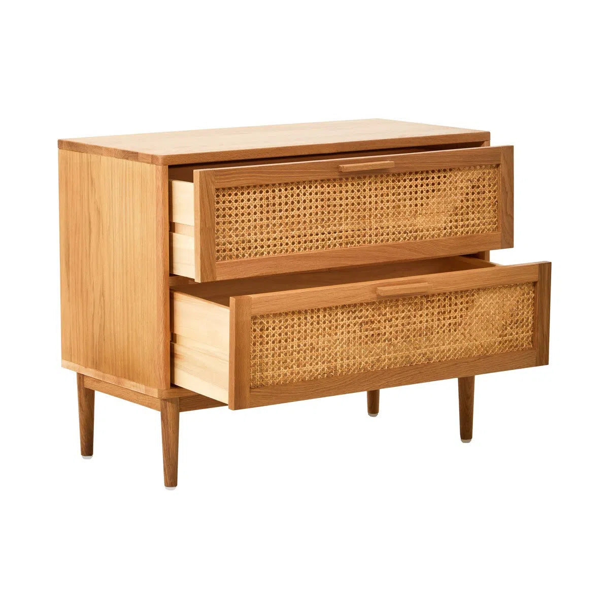 Beaumonde Home Miribel Rattan and Oak Wood Two Drawer Chest-Beaumonde