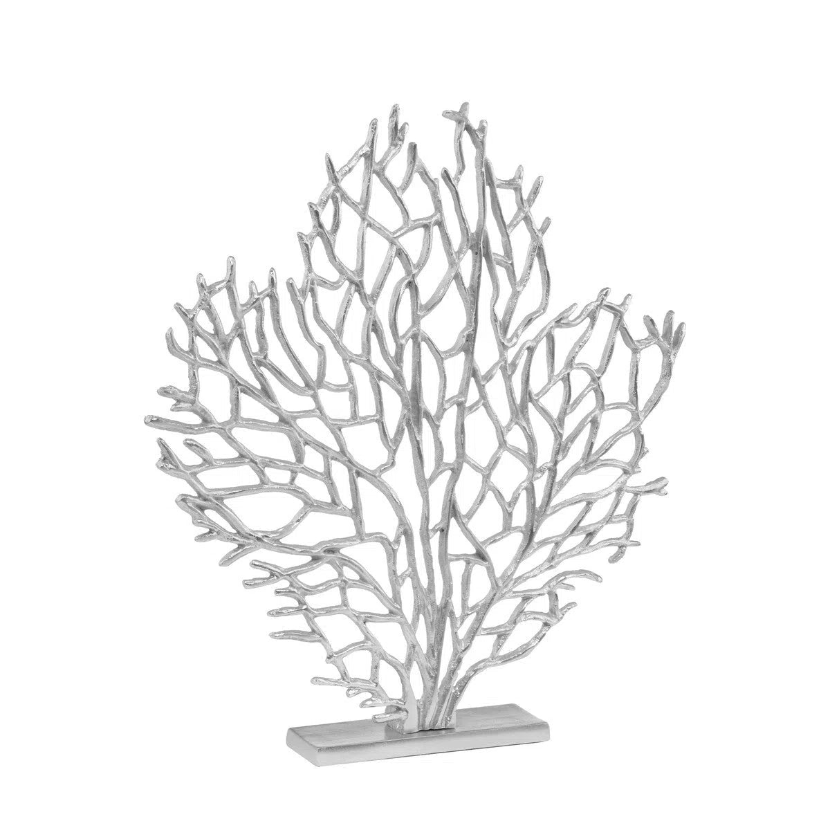 Beaumonde Home Prato Large Silver Nickel Finish Coral Sculpture-Beaumonde