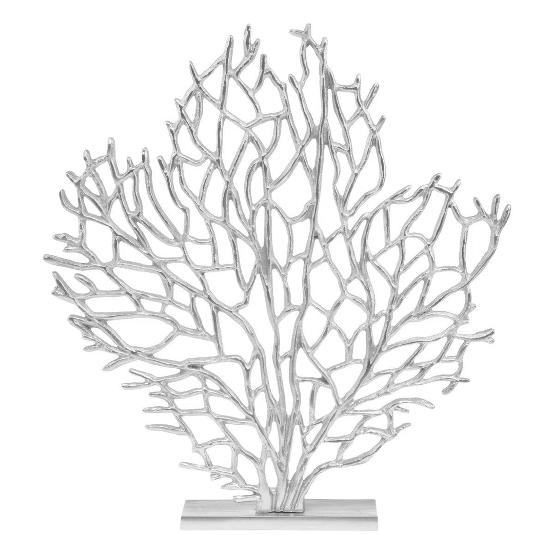Beaumonde Home Prato Large Silver Nickel Finish Coral Sculpture-Beaumonde