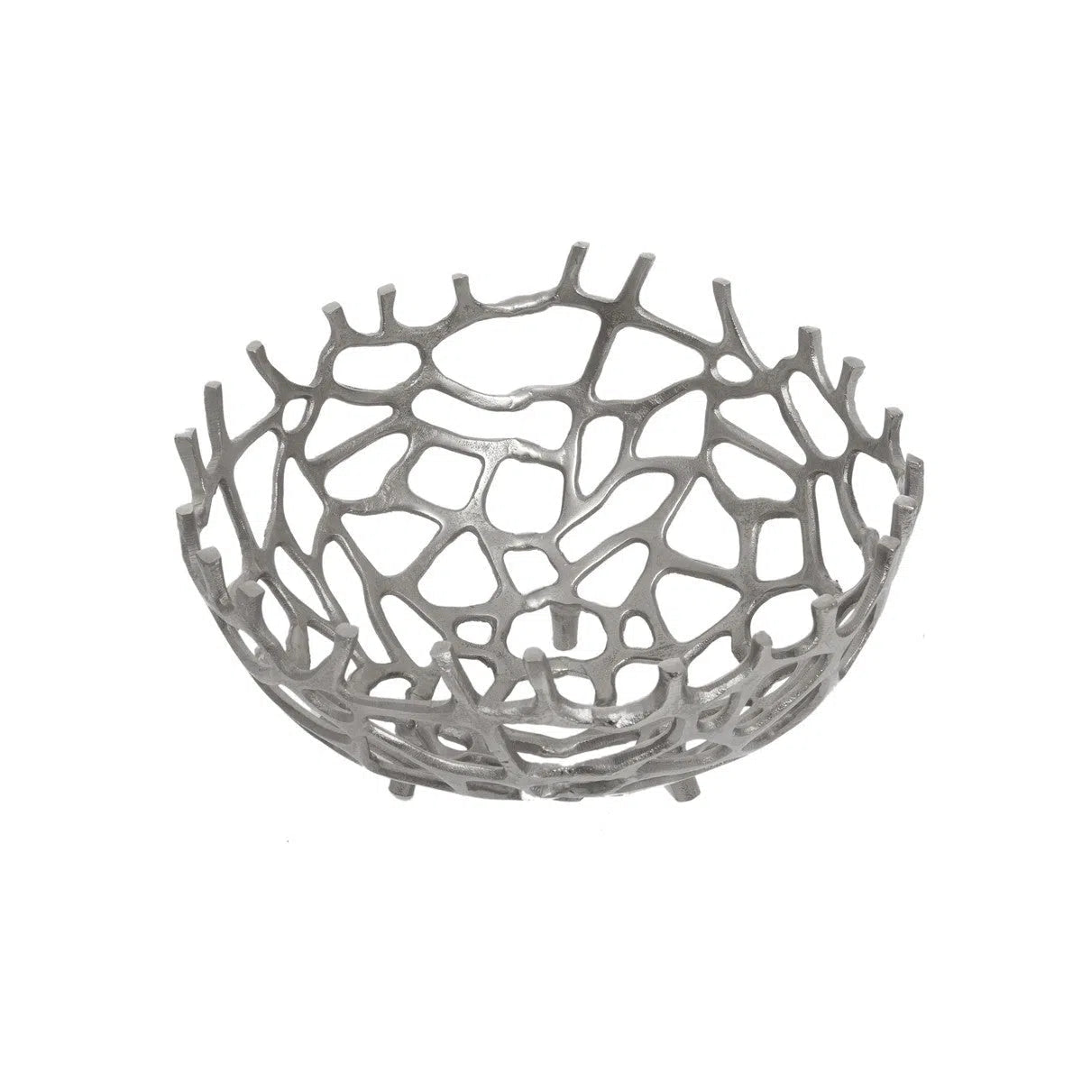 Beaumonde Home Pratz Silver Finish Bowl-Beaumonde