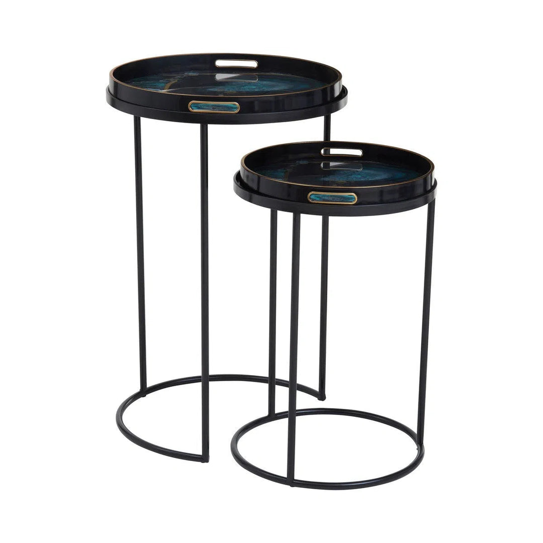 Beaumonde Home Selina Agate Set Of Two Nesting Tables-Beaumonde