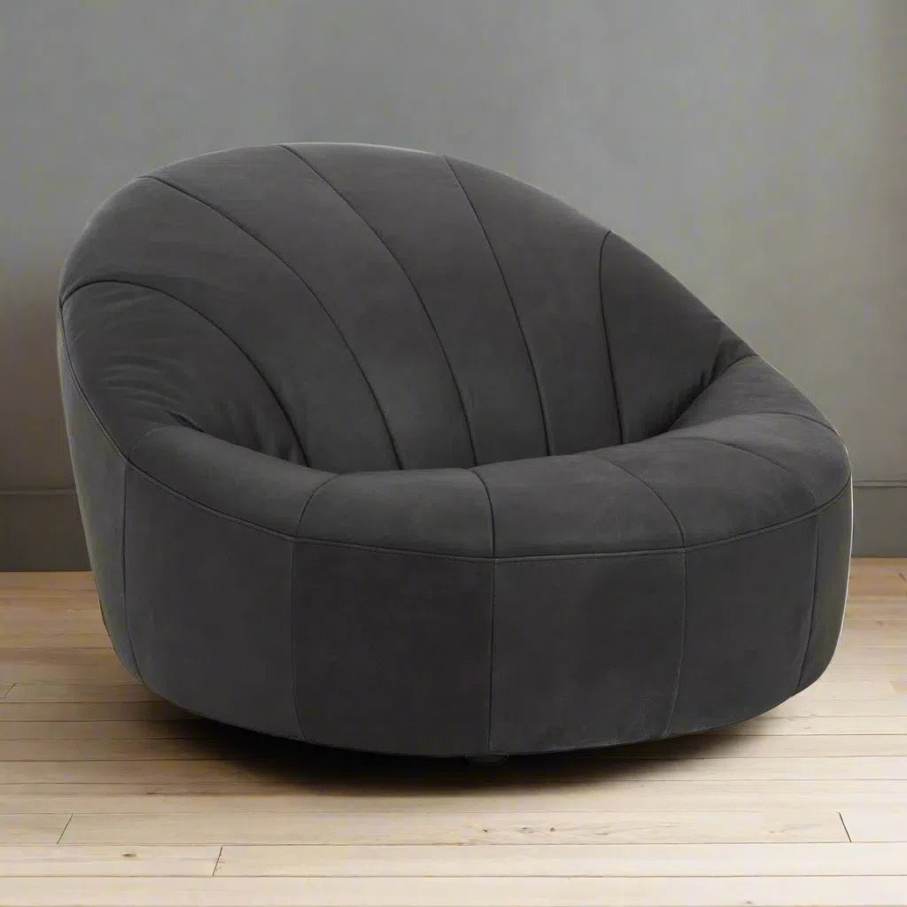 Beaumonde Home Shoreditch Ebony Leather Chair-Beaumonde