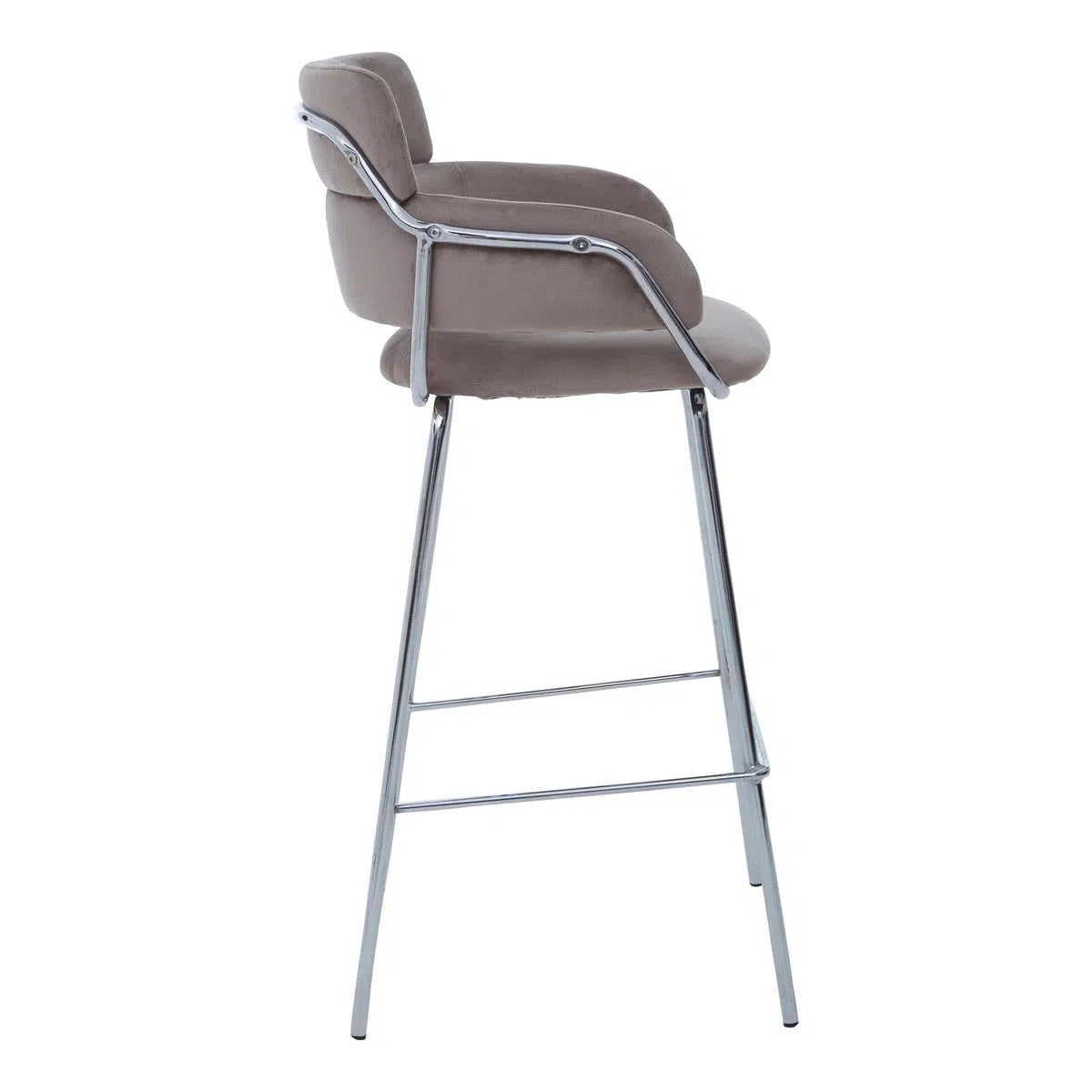 Beaumonde Home Tammin Mocha Velvet Bar Chair-Beaumonde