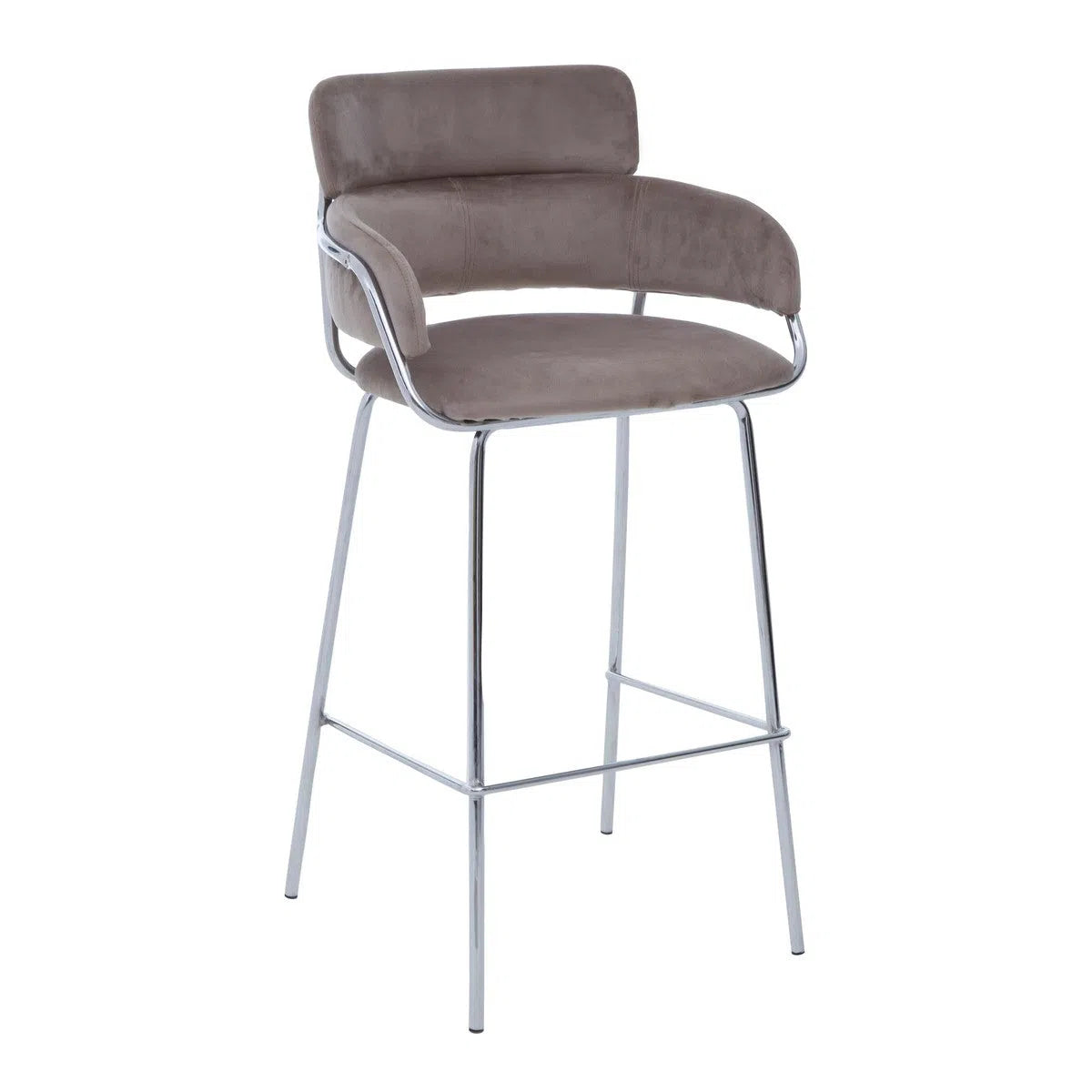Beaumonde Home Tammin Mocha Velvet Bar Chair-Beaumonde