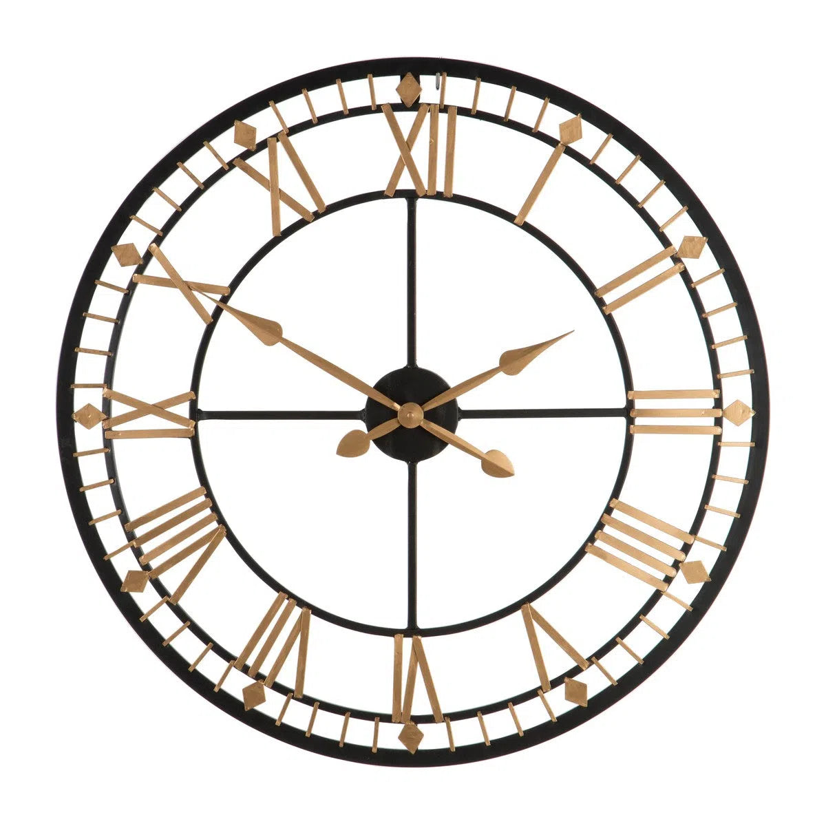 Beaumonde Home Vitas Black and Gold Metal Wall Clock-Beaumonde