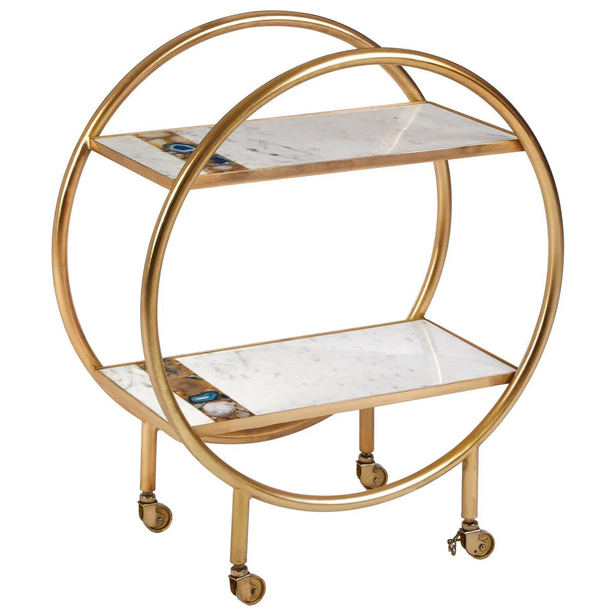 Beaumonde Home Vizzini 2 Tier Gold Finish Bar Trolley-Beaumonde