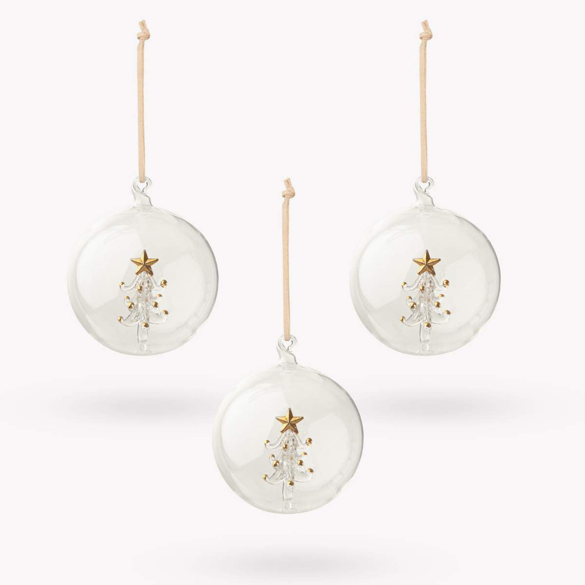 Garden Trading Belfry Christmas Tree Baubles Set of 3 Clear Gold - Pack of 5