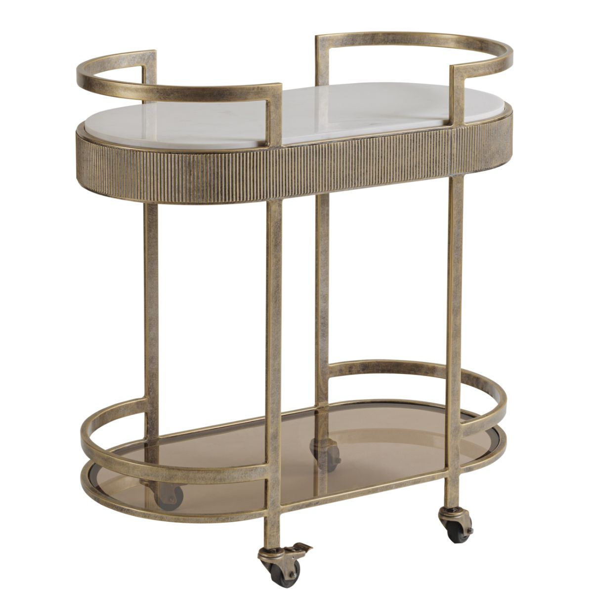Libra Interiors Belvedere Aged Gold Drinks Trolley