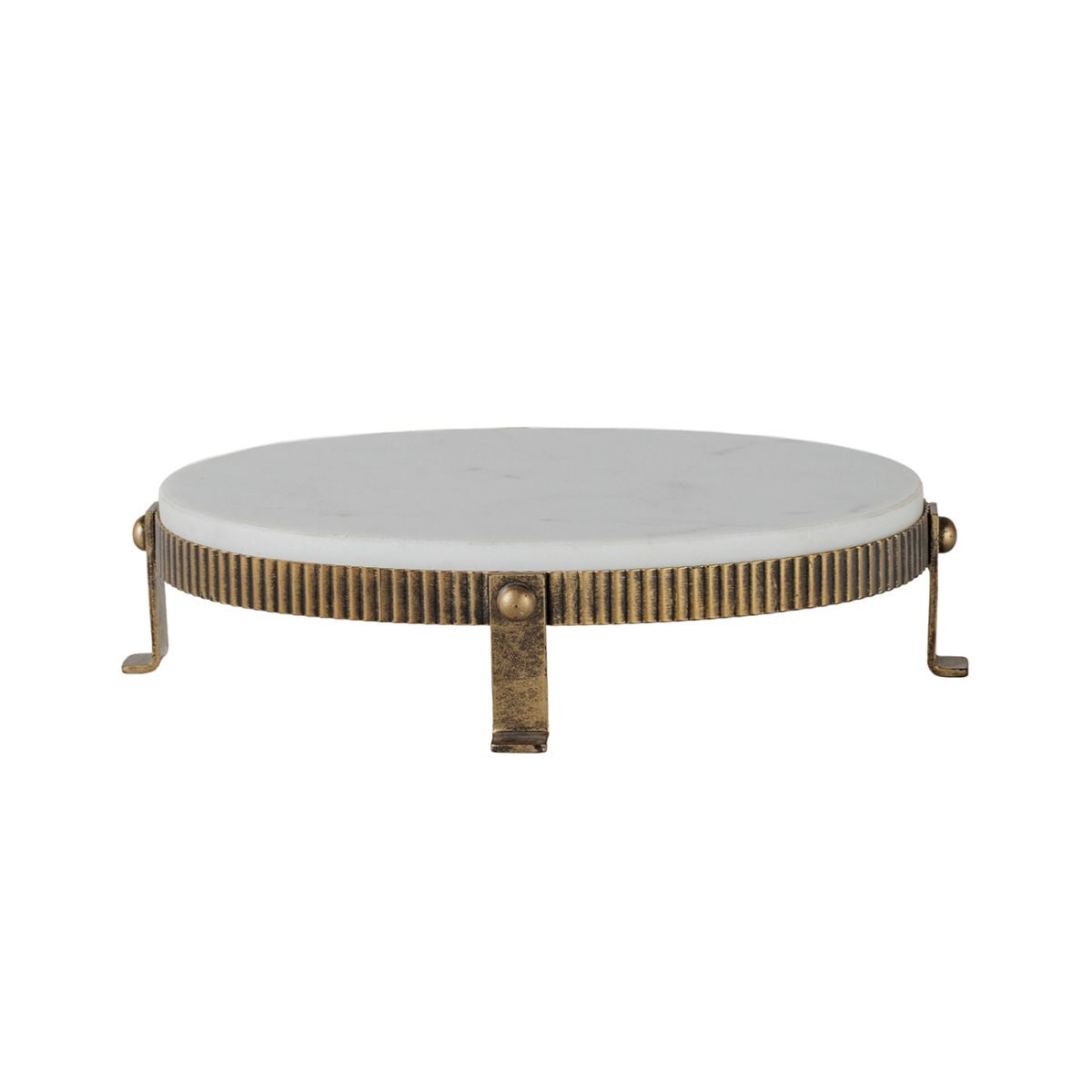 Libra Interiors Belvedere Aged Gold Oval One Tiered Stand