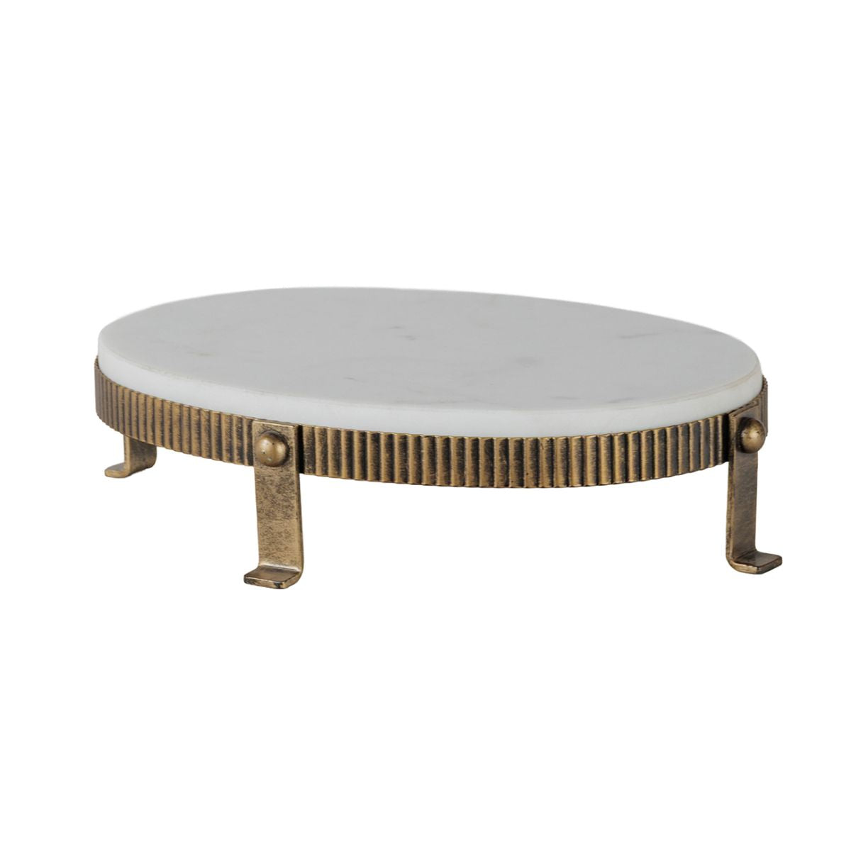 Libra Interiors Belvedere Aged Gold Oval One Tiered Stand