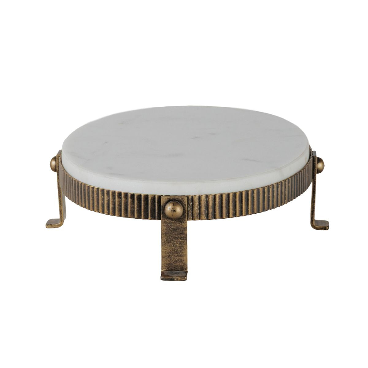 Libra Interiors Belvedere Aged Gold Oval One Tiered Stand