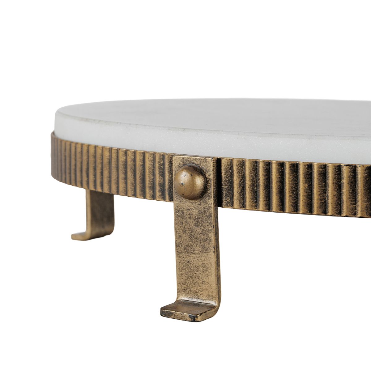 Libra Interiors Belvedere Aged Gold Oval One Tiered Stand