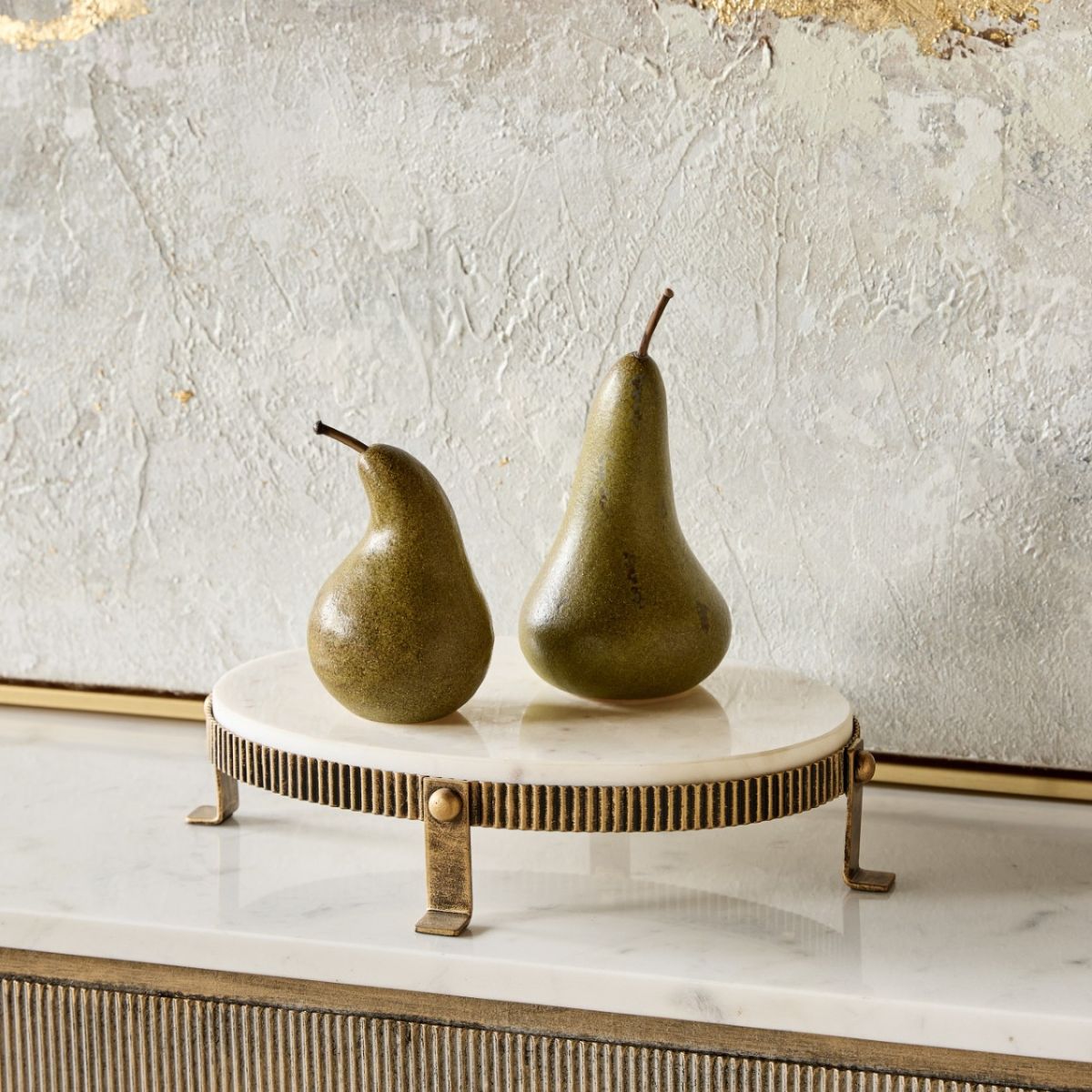 Libra Interiors Belvedere Aged Gold Oval One Tiered Stand