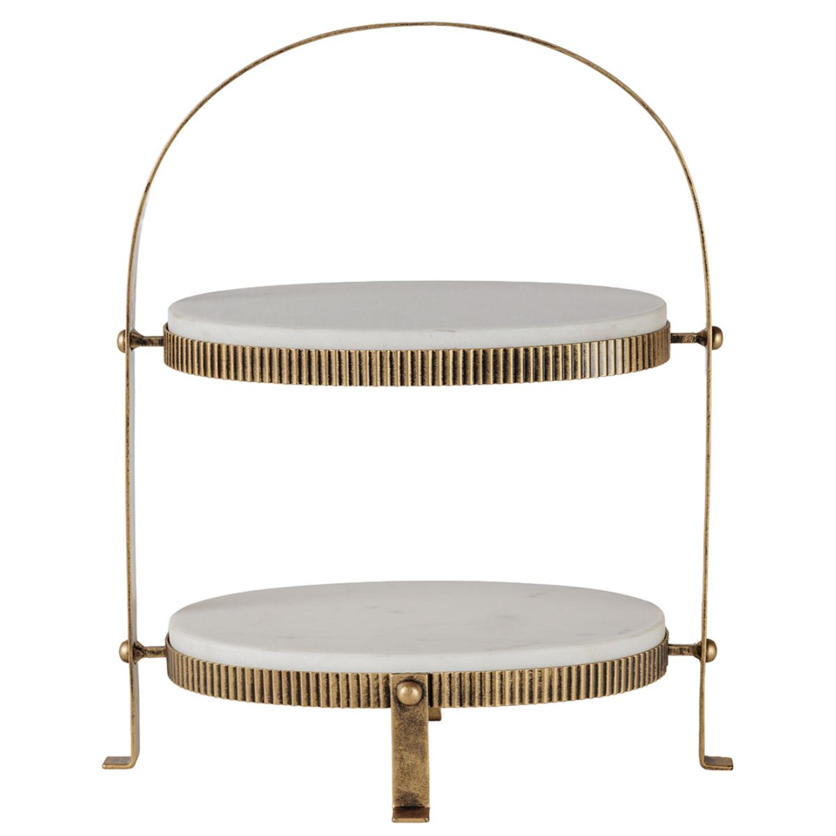 Libra Interiors Belvedere Aged Gold Oval Two Tiered Stand
