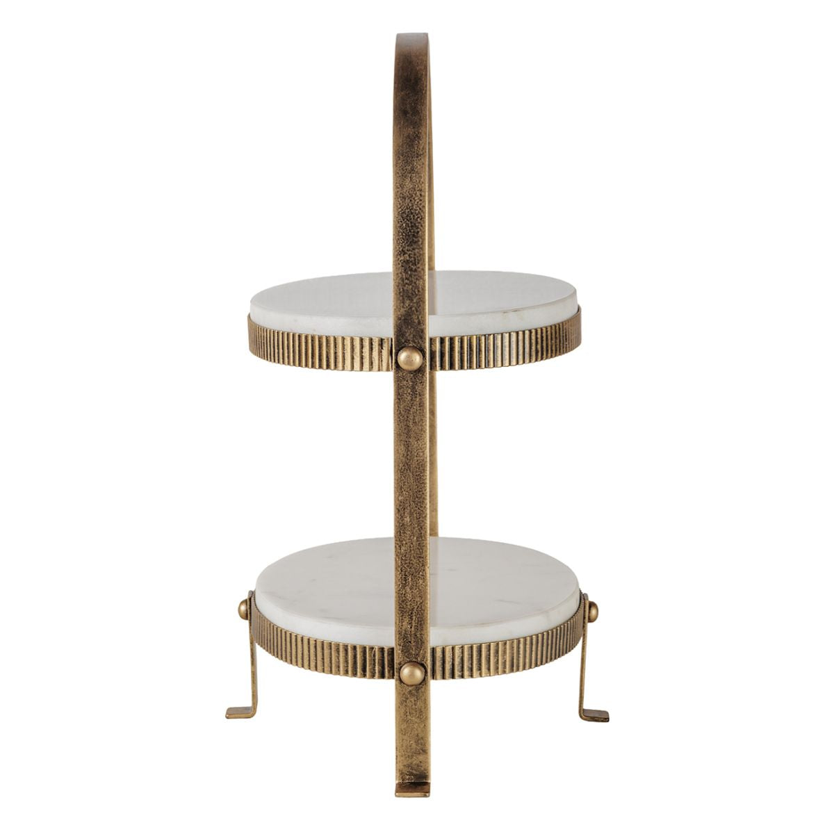 Libra Interiors Belvedere Aged Gold Oval Two Tiered Stand