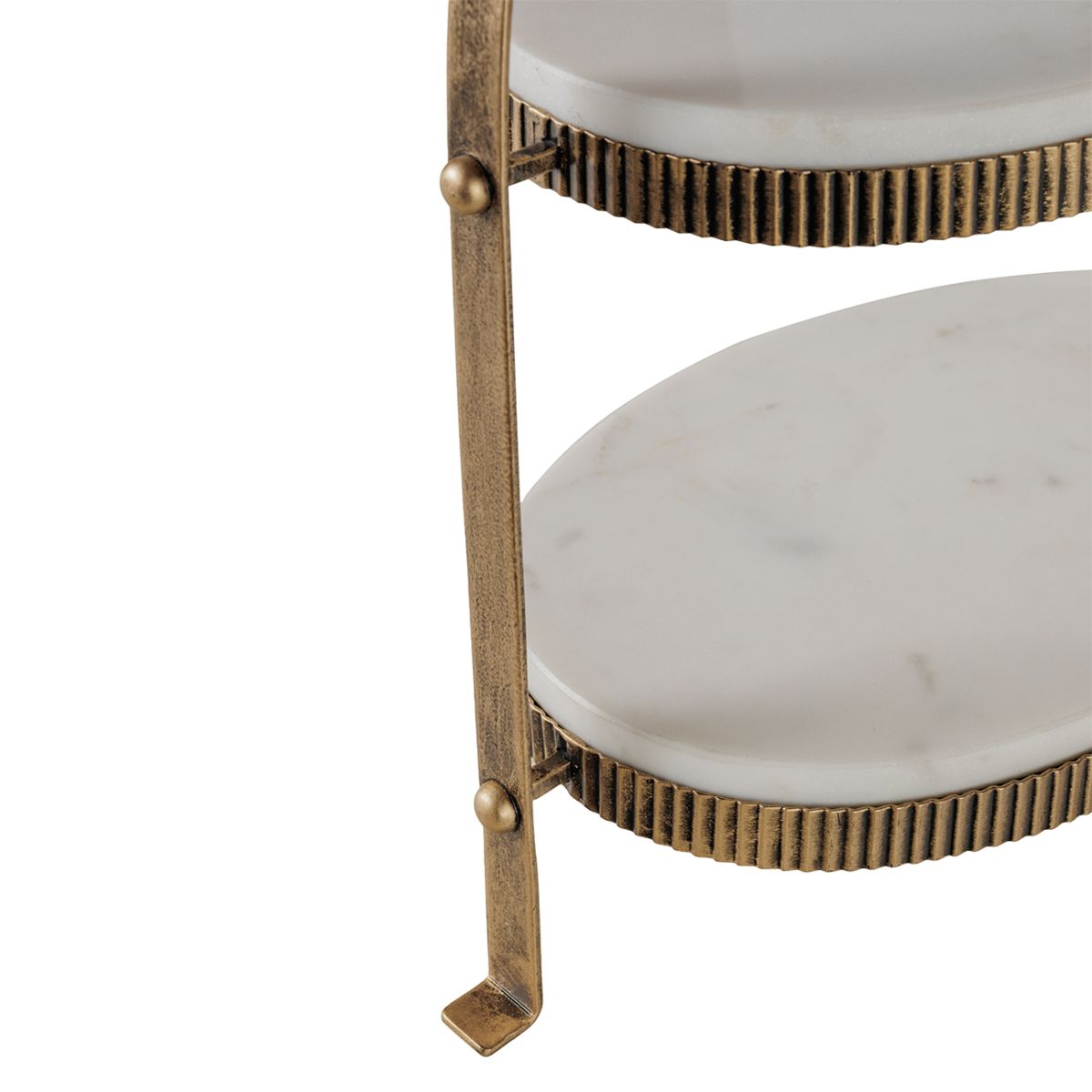 Libra Interiors Belvedere Aged Gold Oval Two Tiered Stand