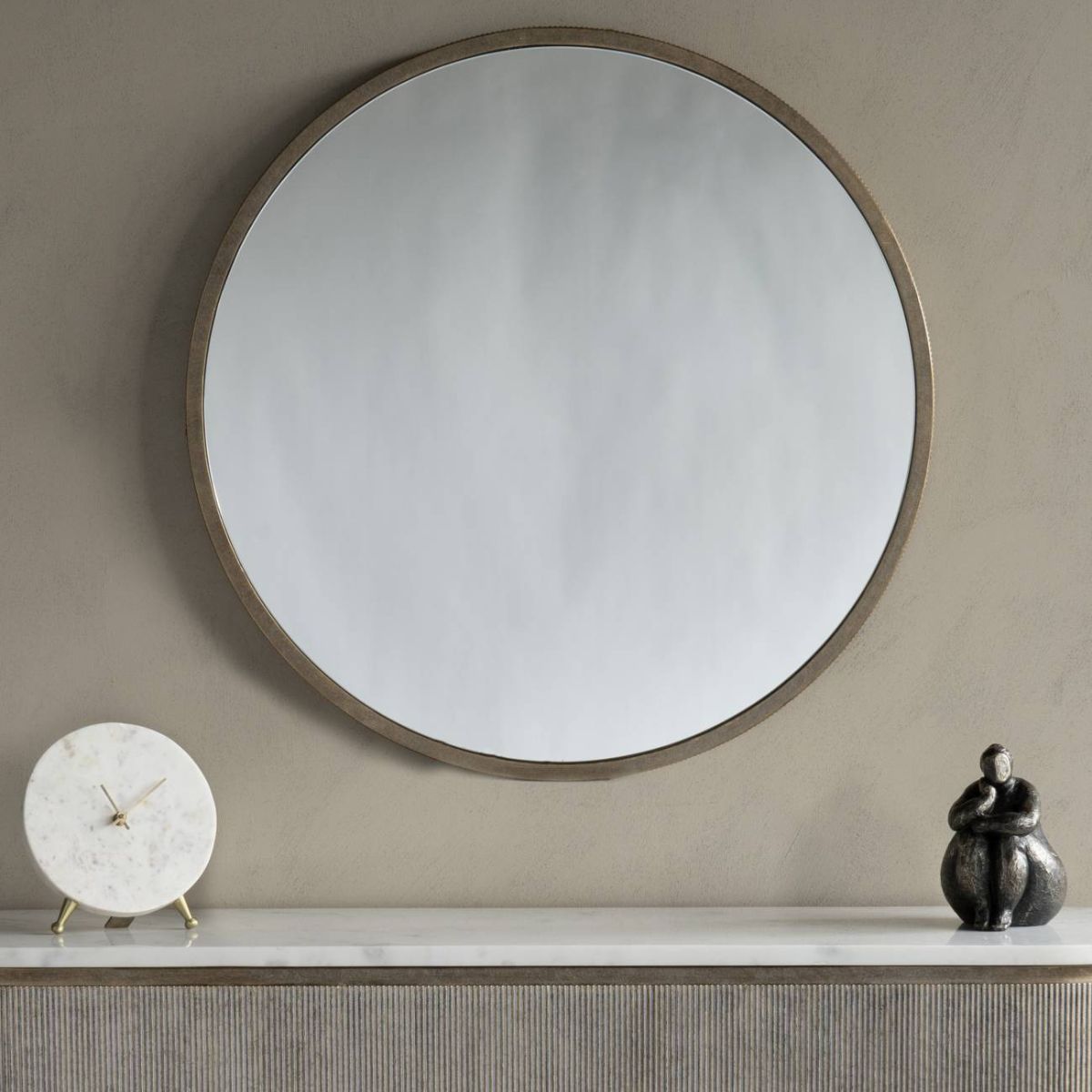 Libra Interiors Belvedere Aged Gold Round Mirror 80x80cm