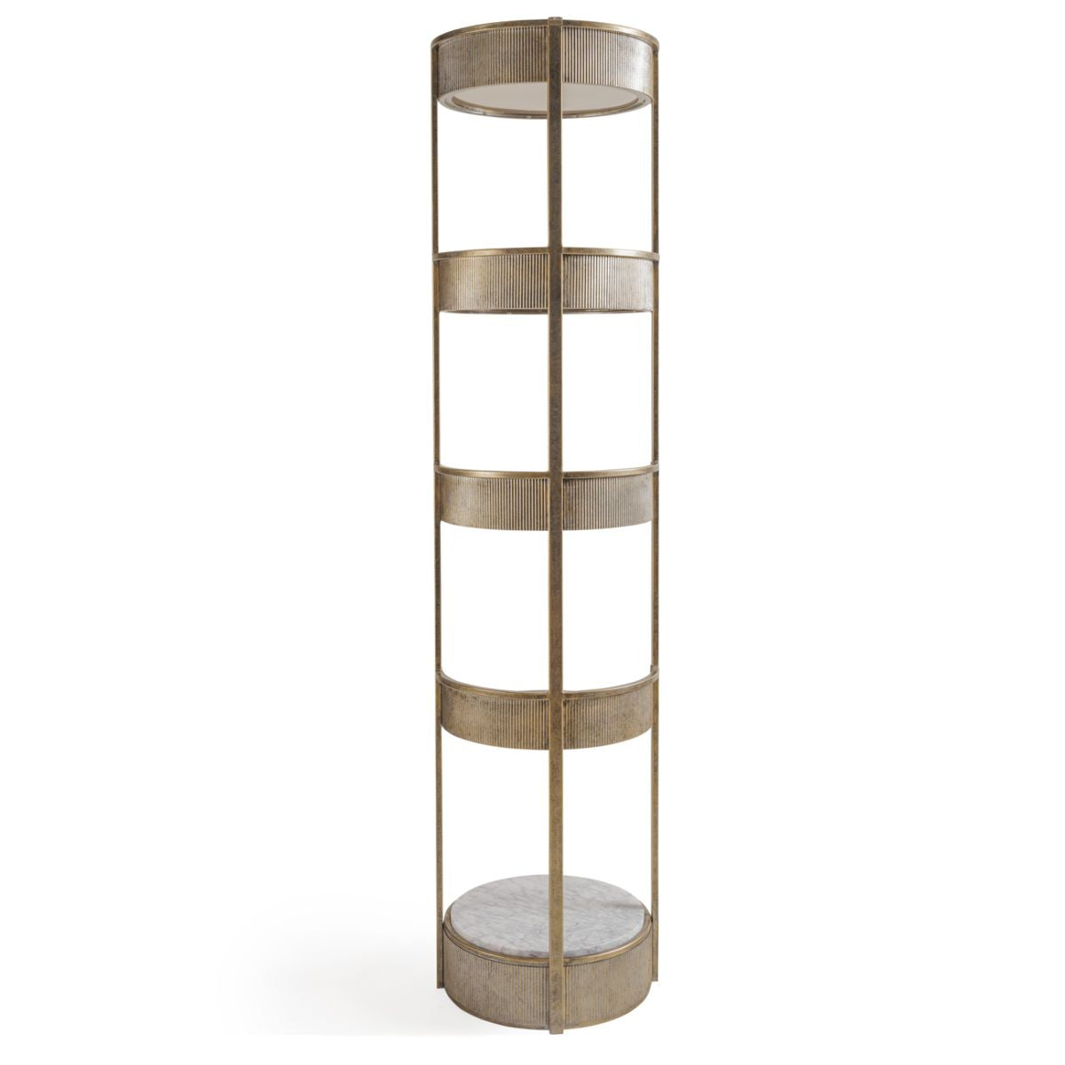 Libra Interiors Belvedere Aged Gold Round Shelving Unit