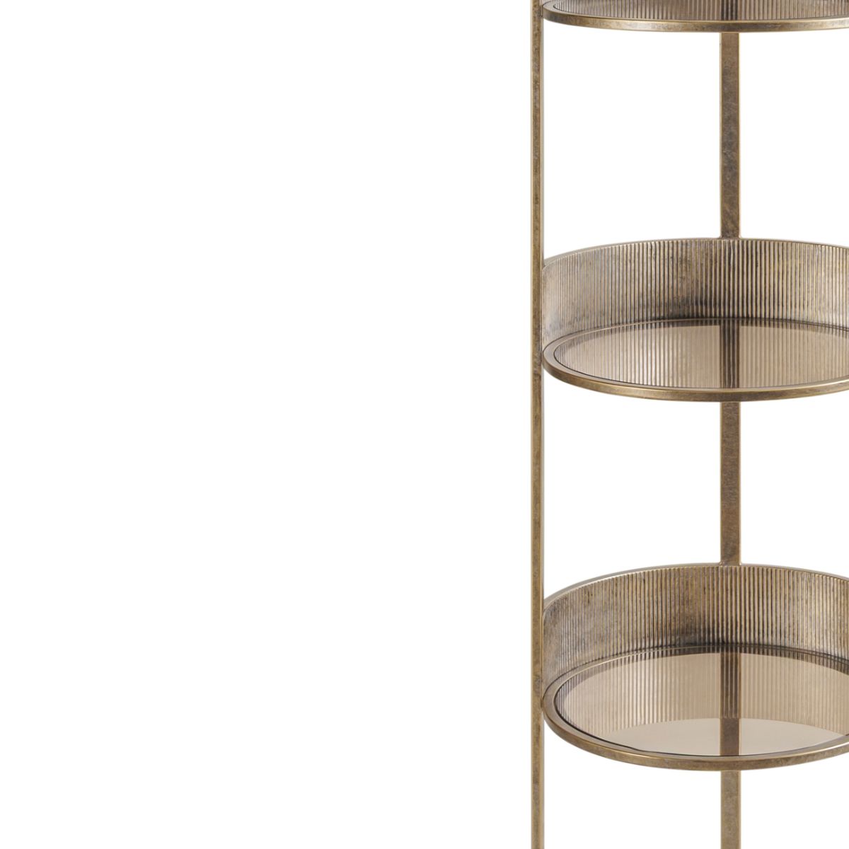 Libra Interiors Belvedere Aged Gold Round Shelving Unit