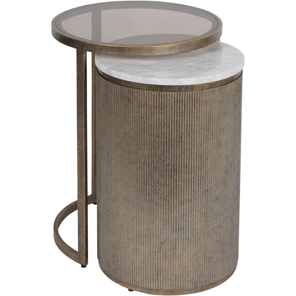 Libra Interiors Belvedere Aged Gold Set of 2 Nesting Side Tables