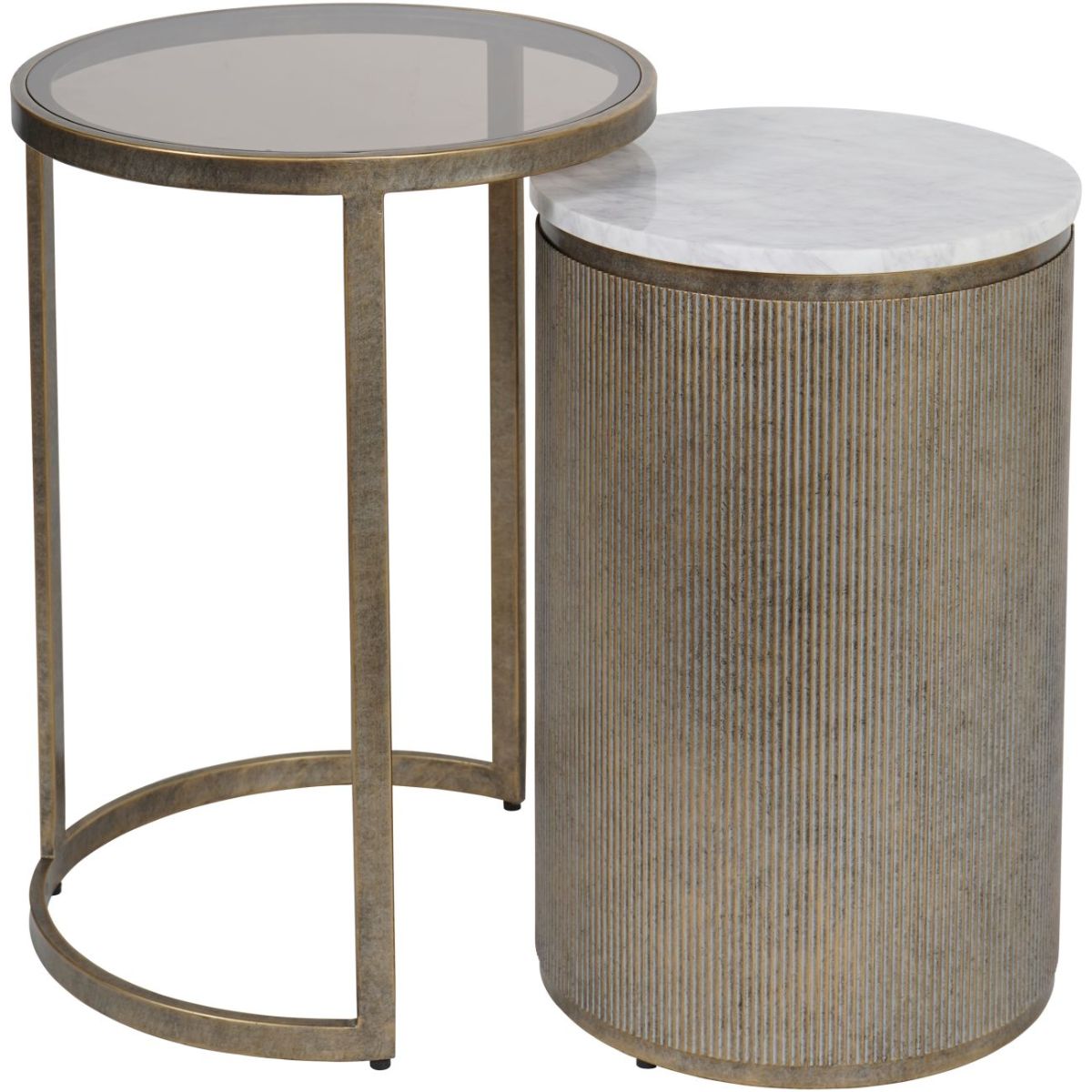 Libra Interiors Belvedere Aged Gold Set of 2 Nesting Side Tables