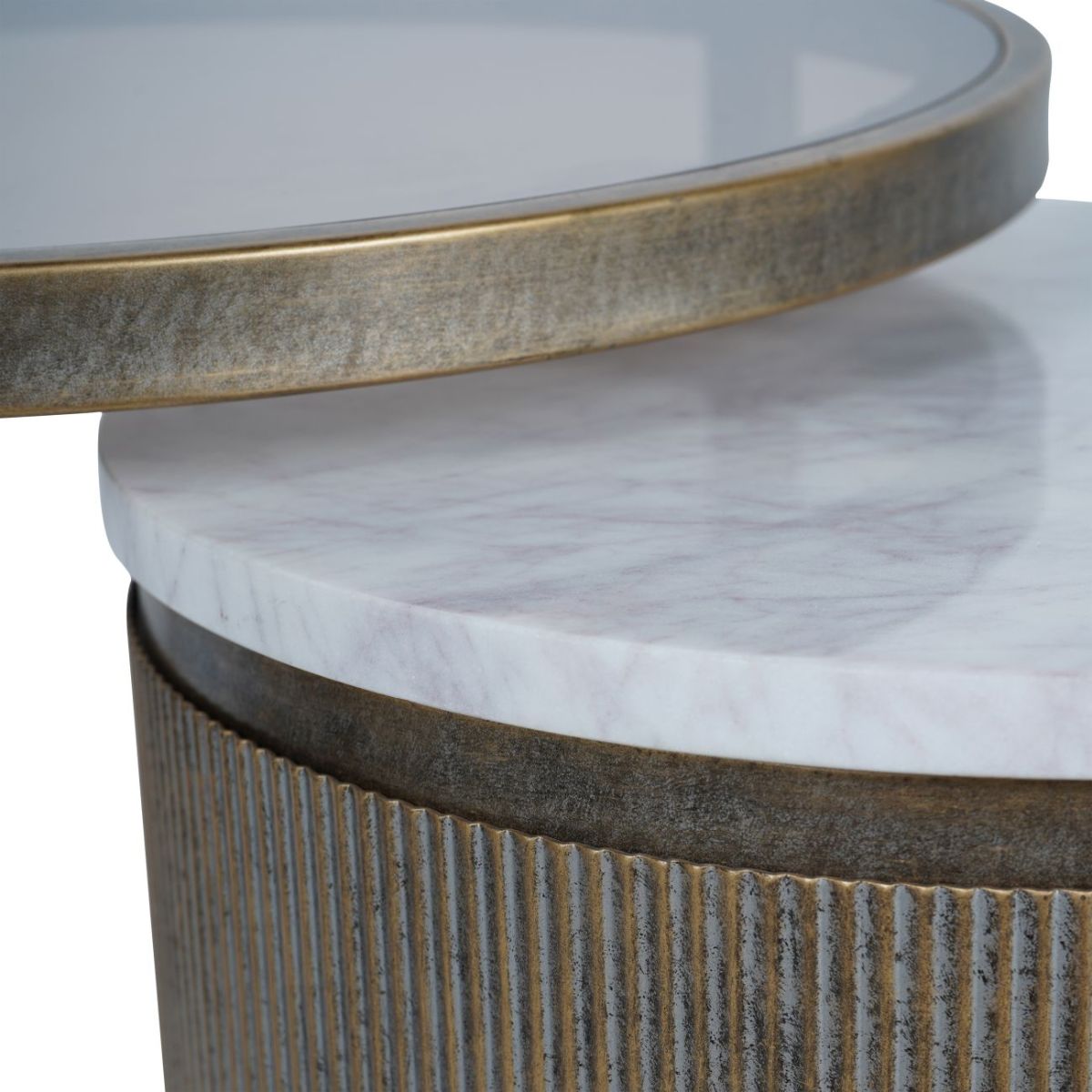 Libra Interiors Belvedere Aged Gold Set of 2 Nesting Side Tables