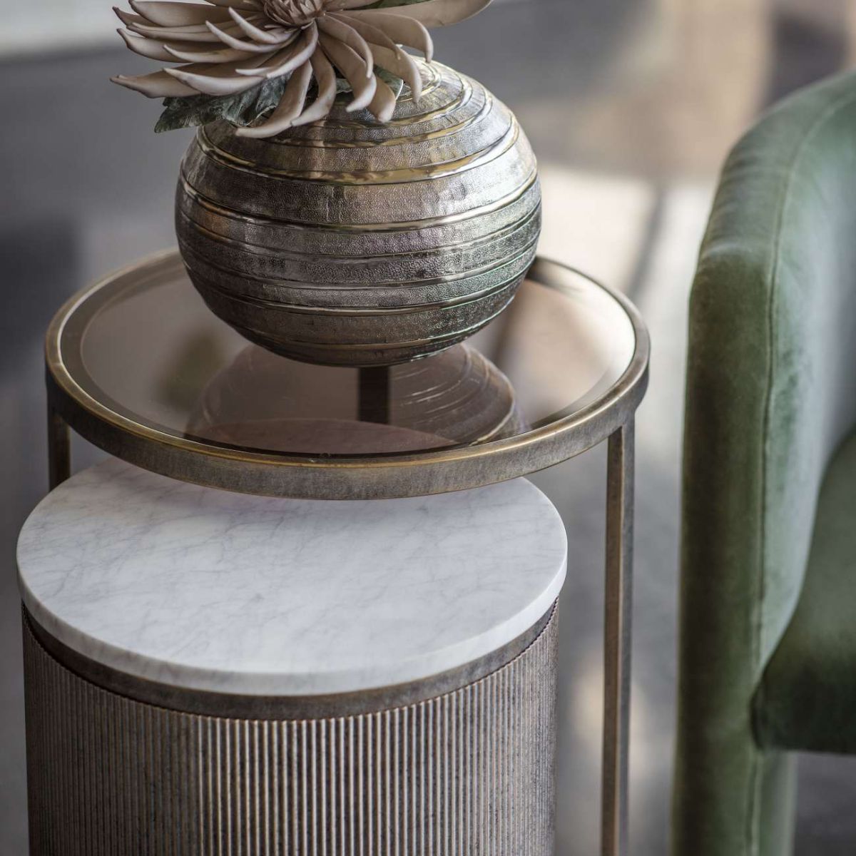 Libra Interiors Belvedere Aged Gold Set of 2 Nesting Side Tables