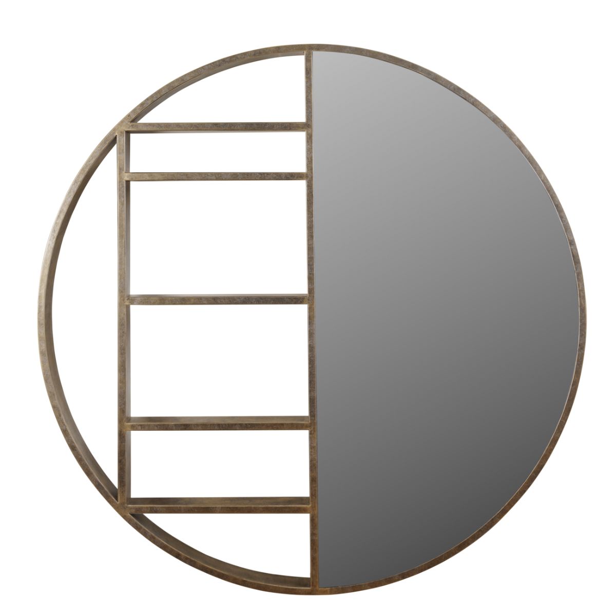 Libra Interiors Belvedere Aged Gold Shelving Mirror Large