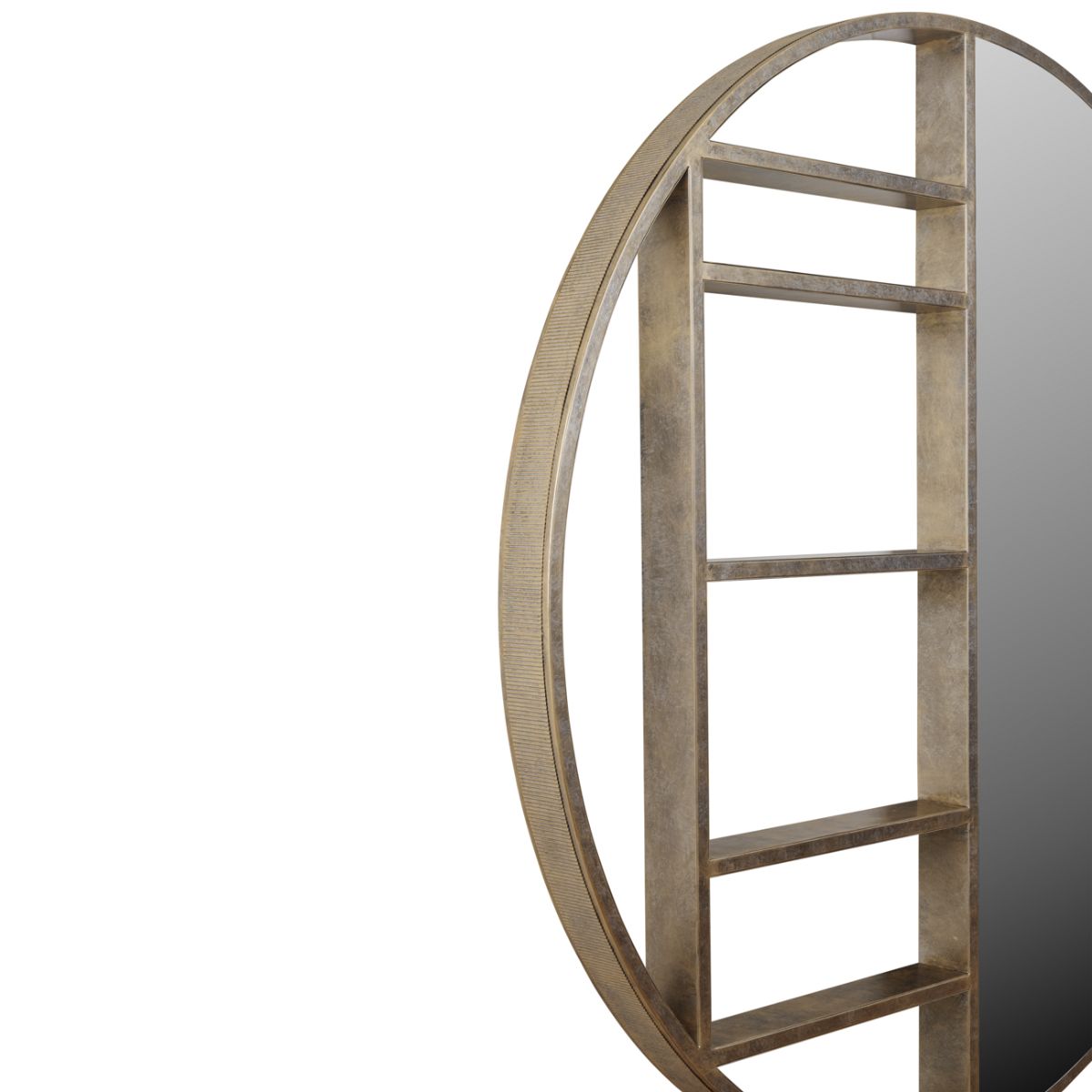 Libra Interiors Belvedere Aged Gold Shelving Mirror Large