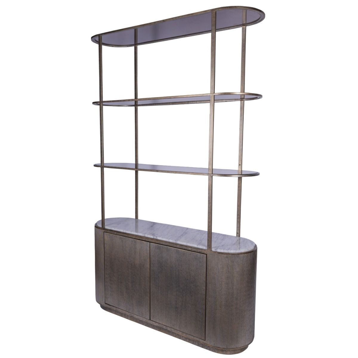 Libra Interiors Belvedere Aged Gold Shelving Unit With Storage