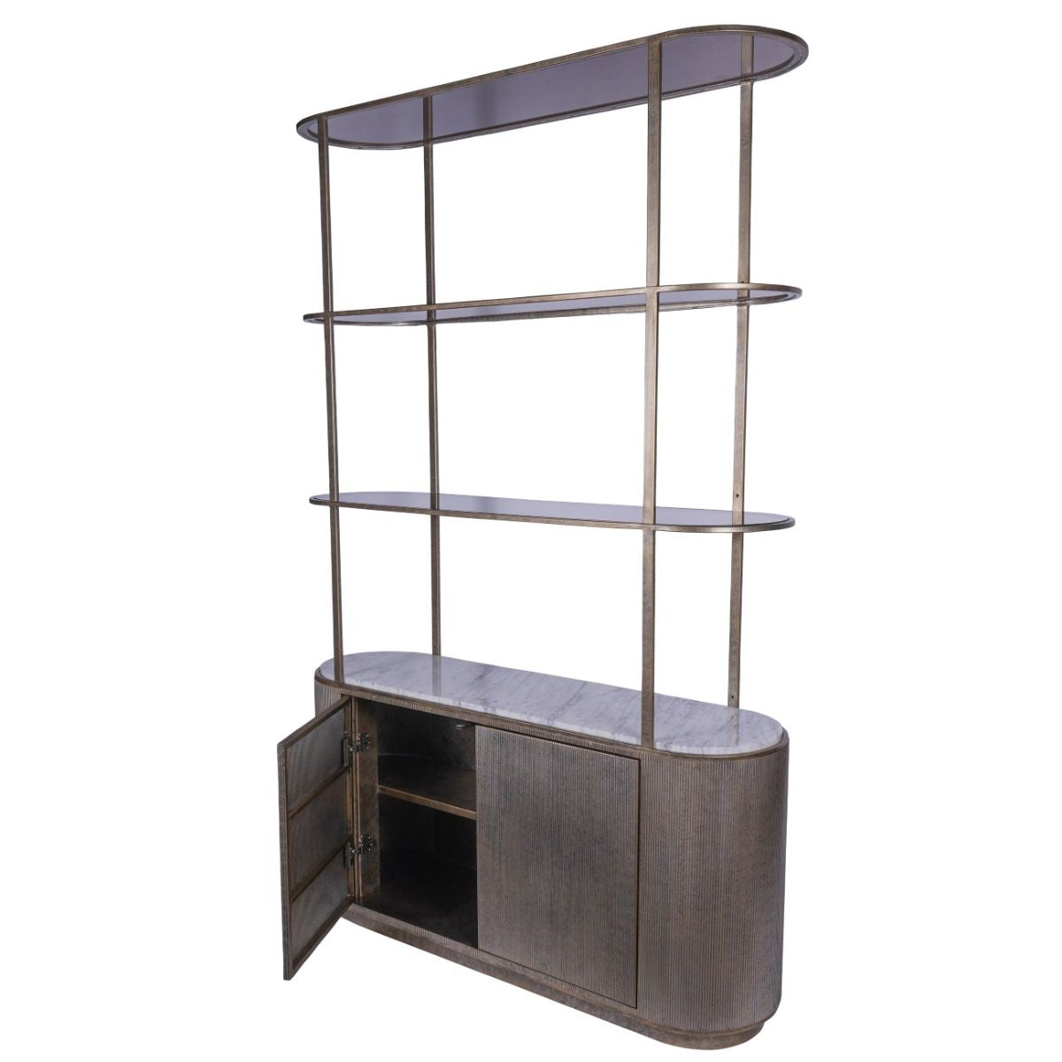 Libra Interiors Belvedere Aged Gold Shelving Unit With Storage